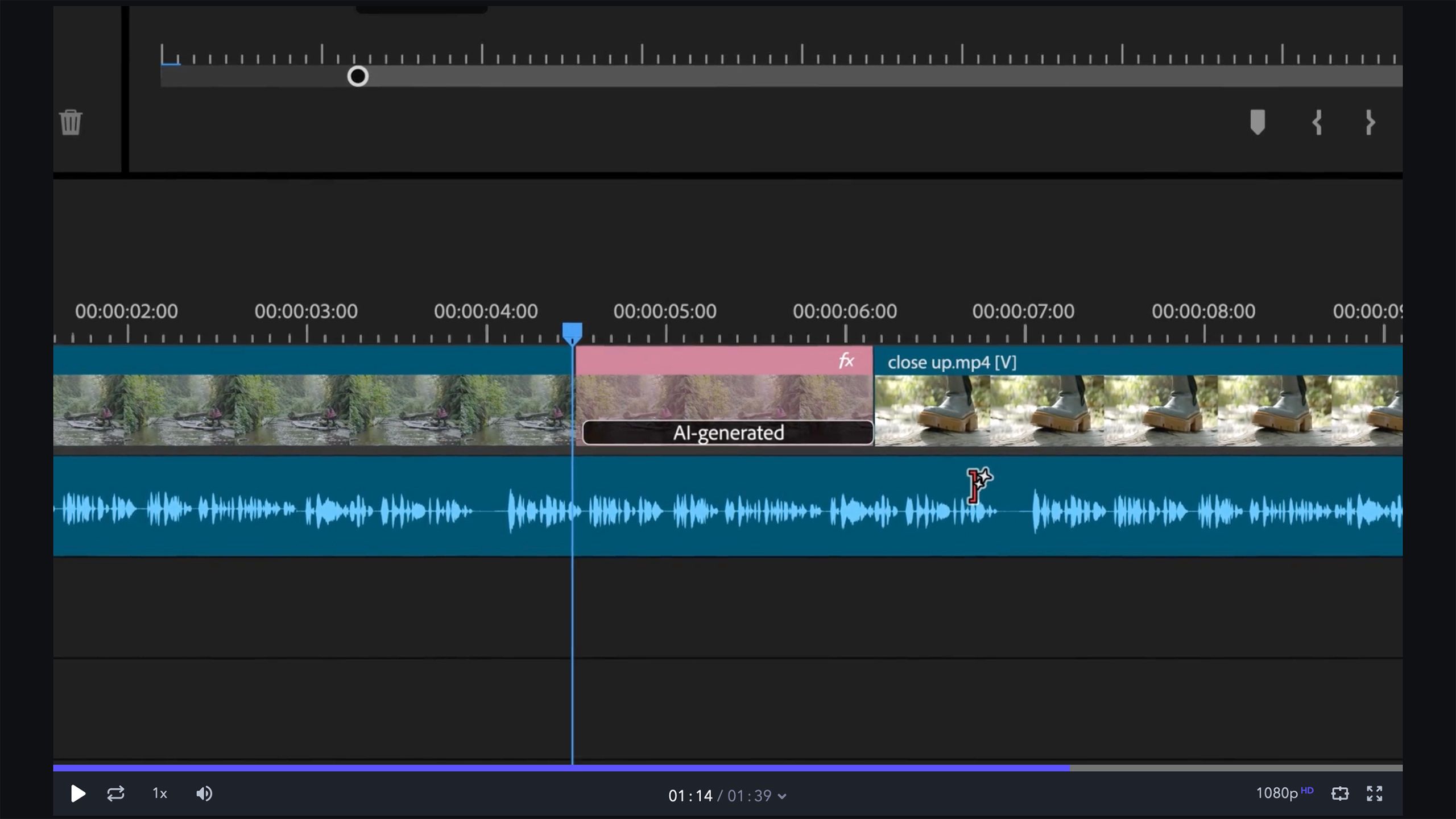 A screenshot of AI generated video inside Premiere Pro