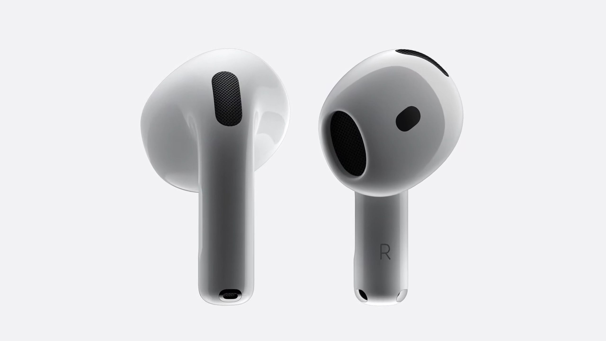 A close-up of the AirPods 4 buds.