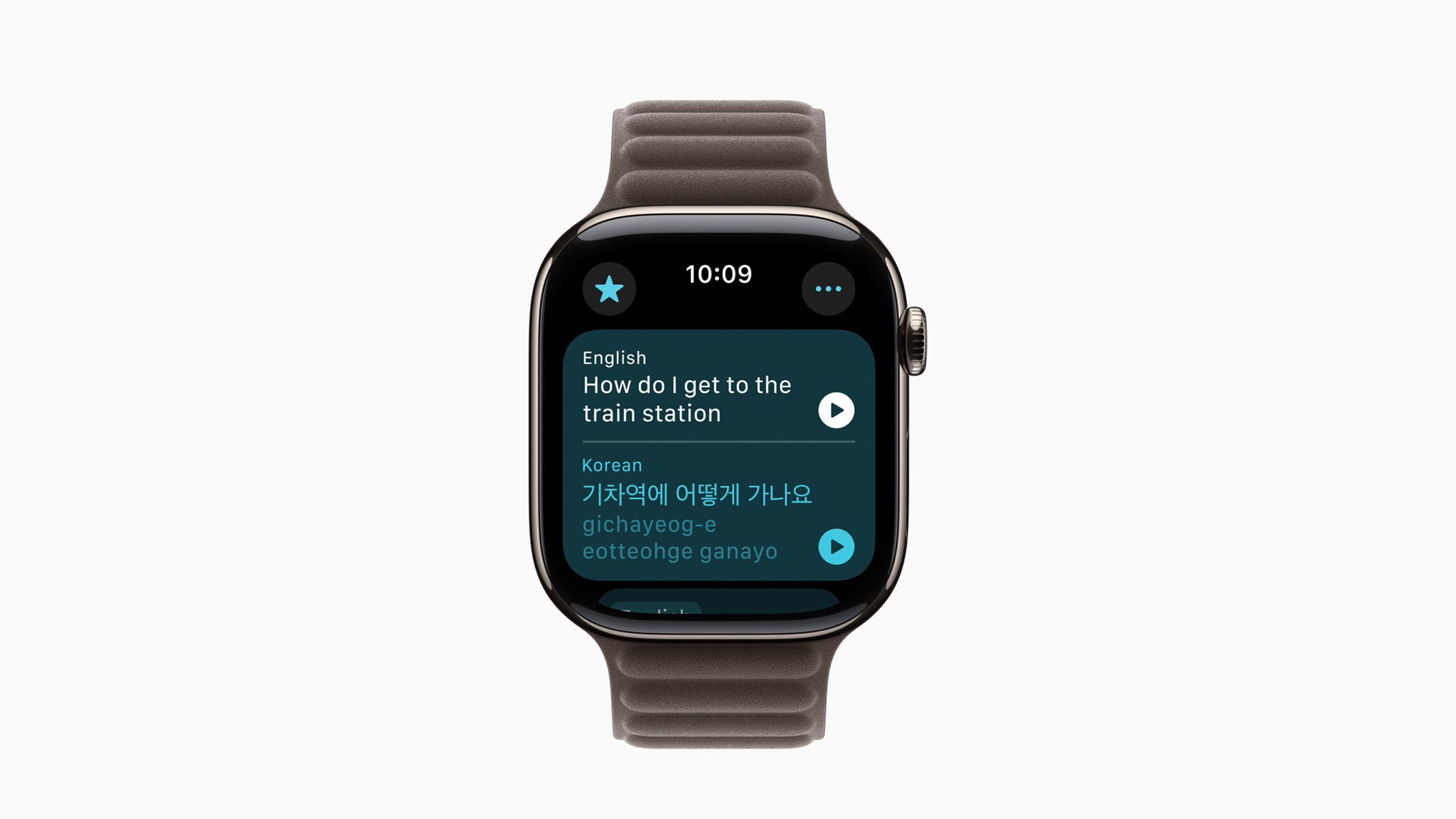 The Apple Watch Series 10 with the Translate app