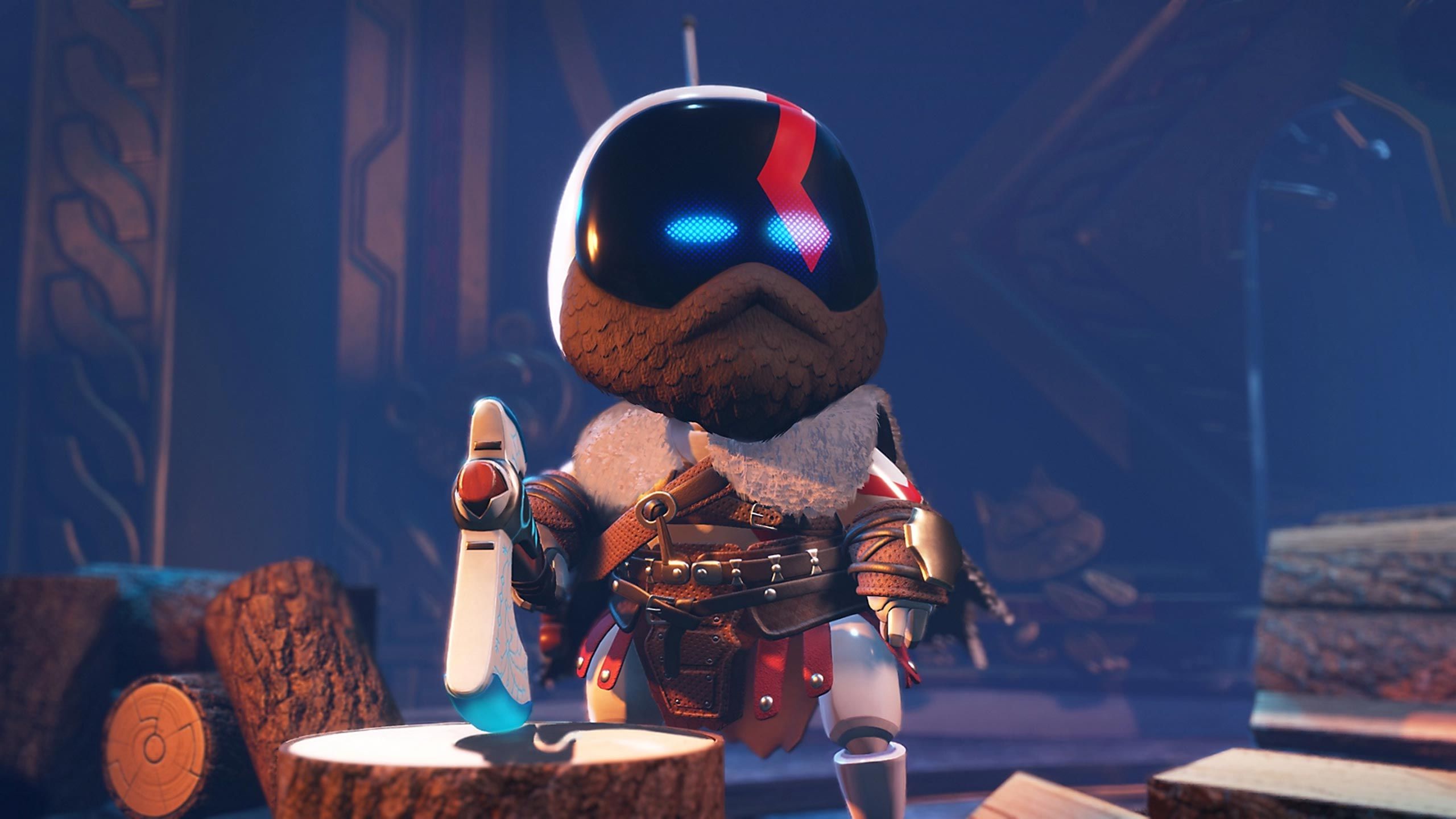 Astro Bot wears a Kratos costume