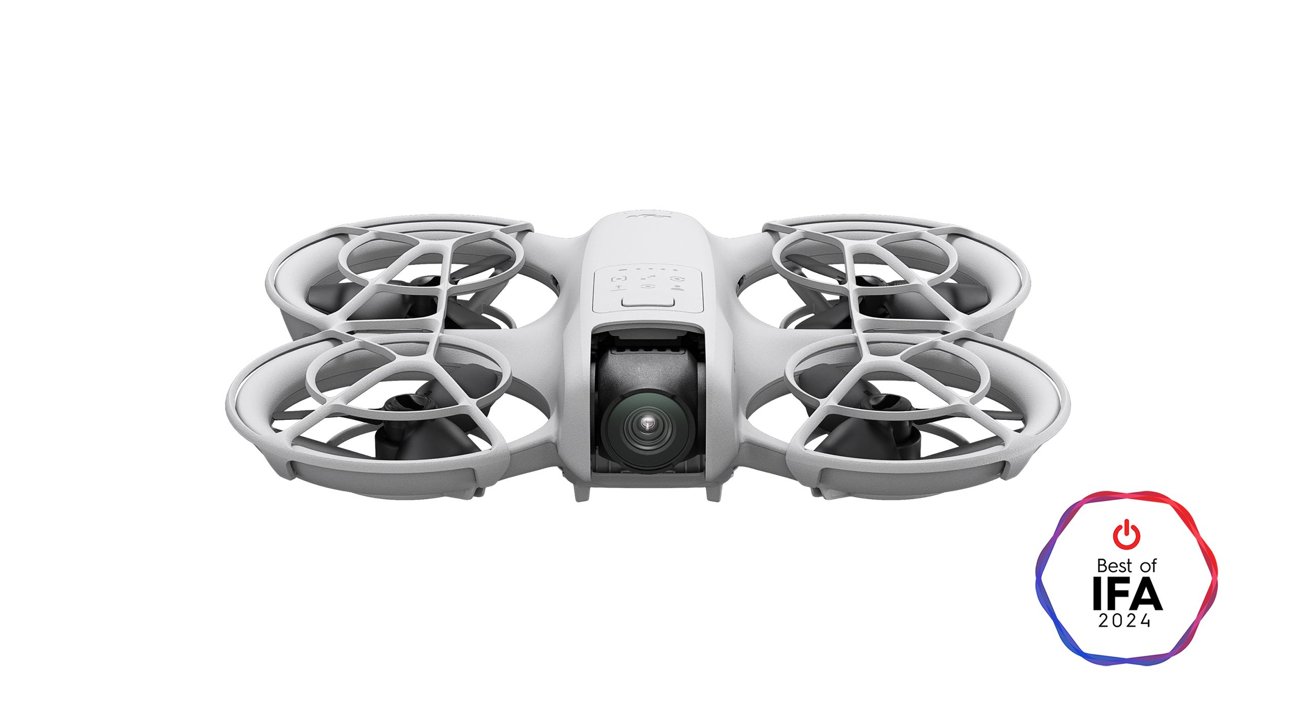 The DJI Neo drone is placed against a white background. 