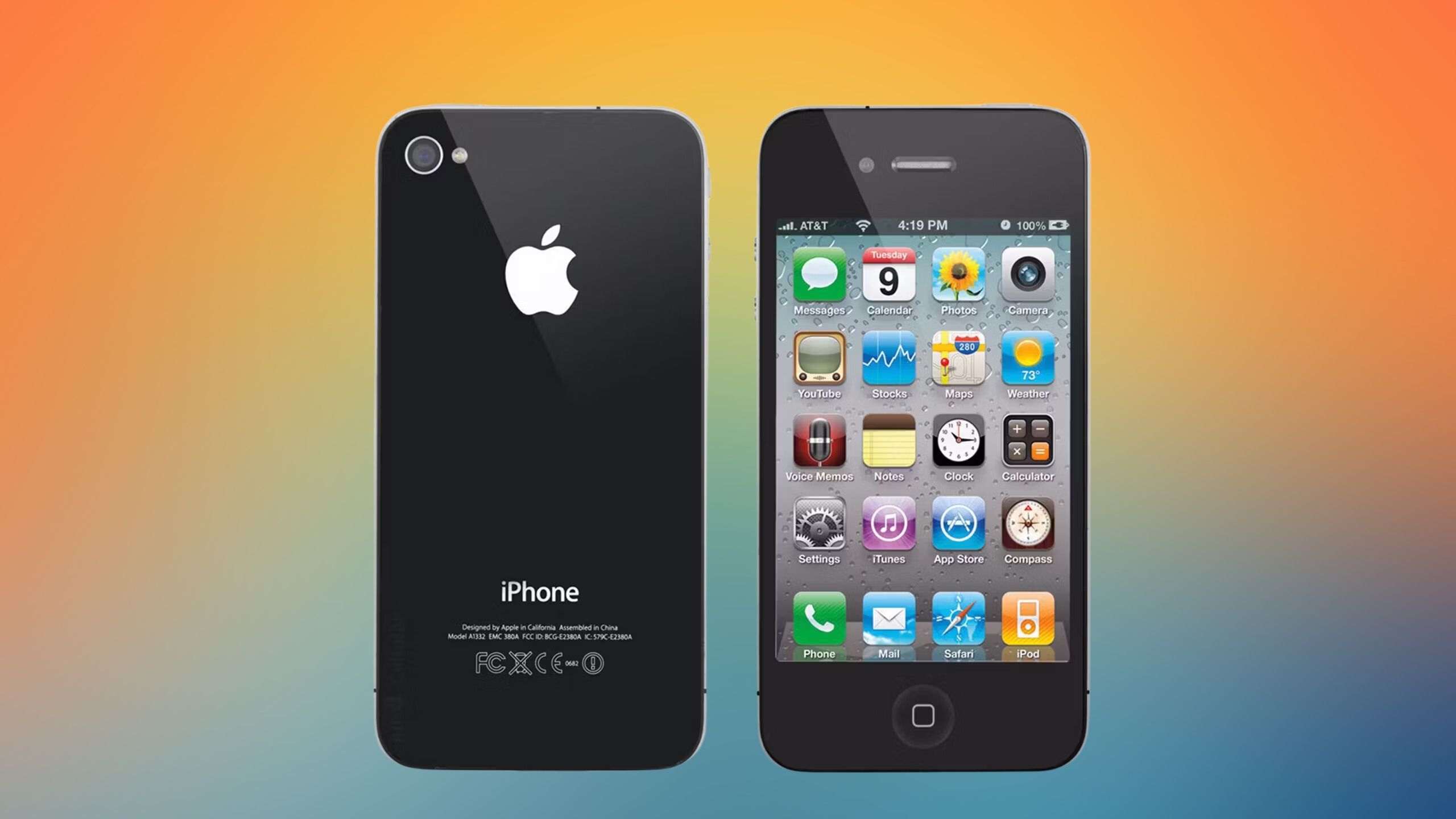 iPhone 4 on a gradient background