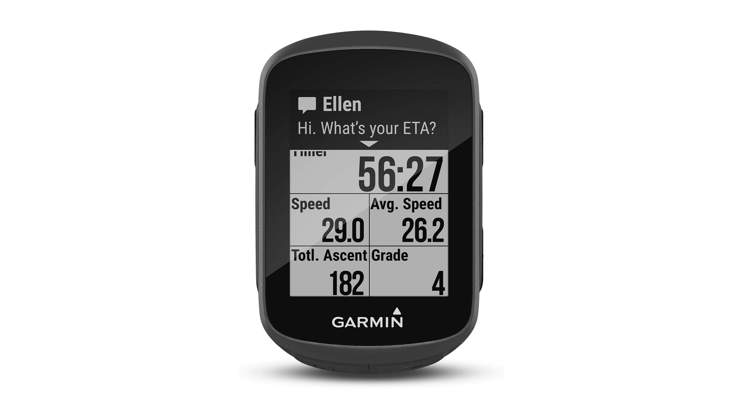 O Garmin Edge 130 Plus é colocado contra um fundo branco. 