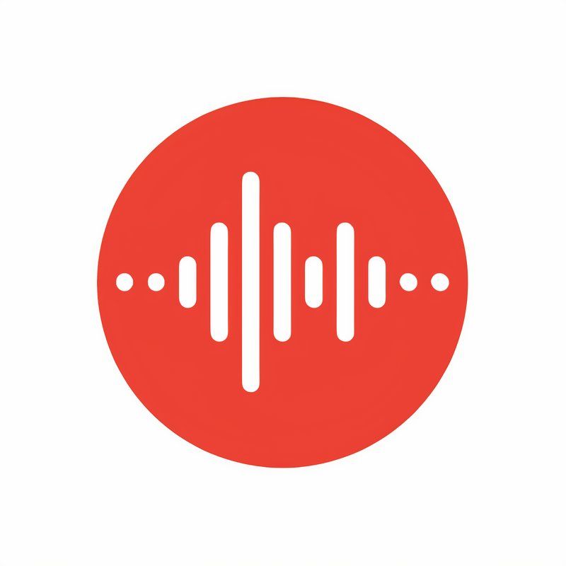 A circular red icon with a white waveform on it.