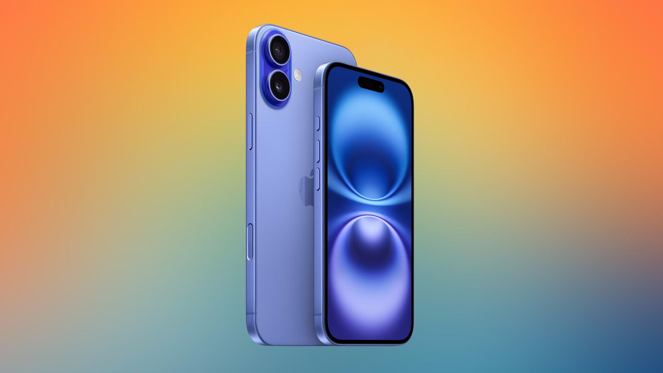 iPhone 16 on colored background