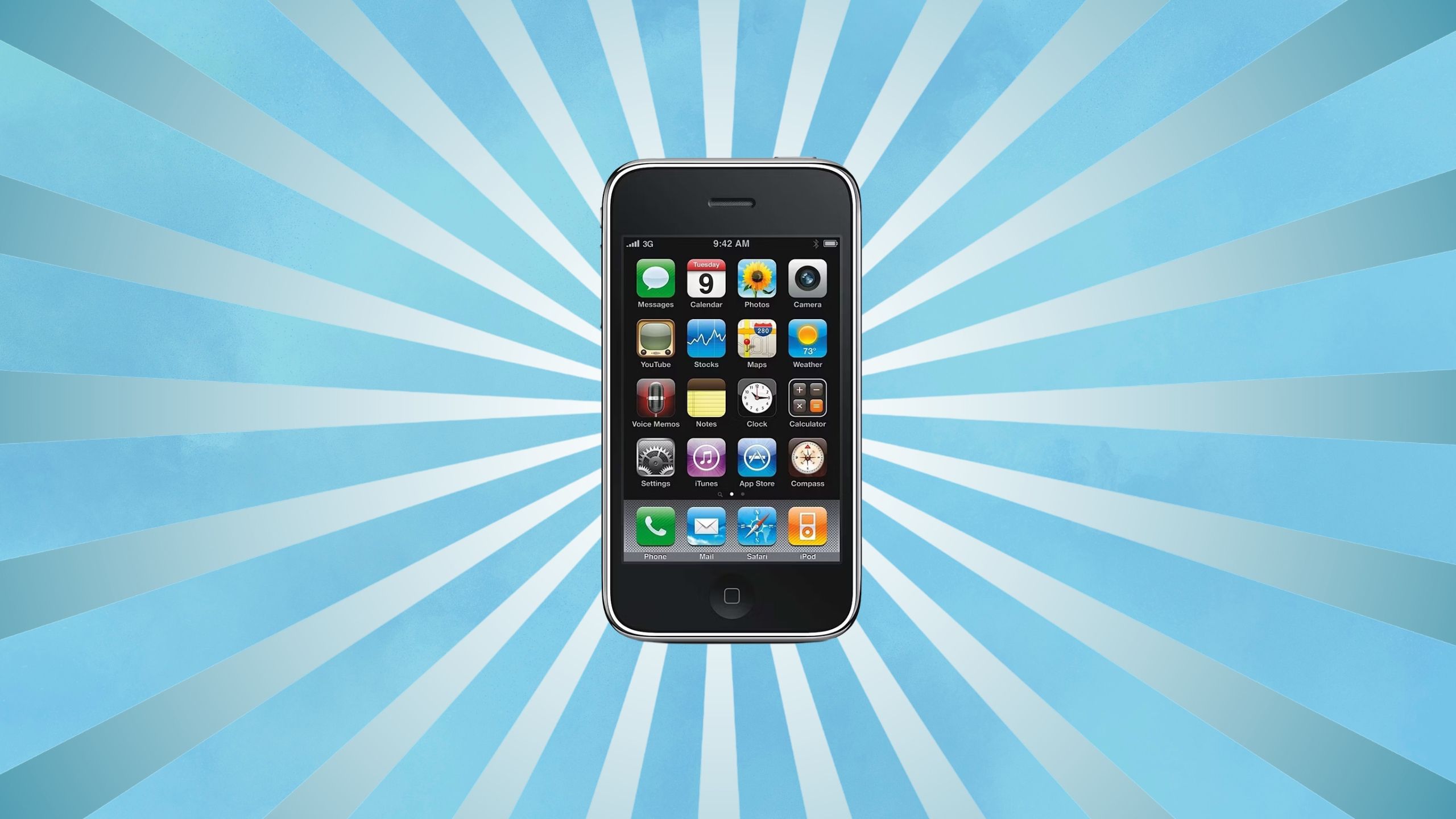 iPhone 3GS on colored background