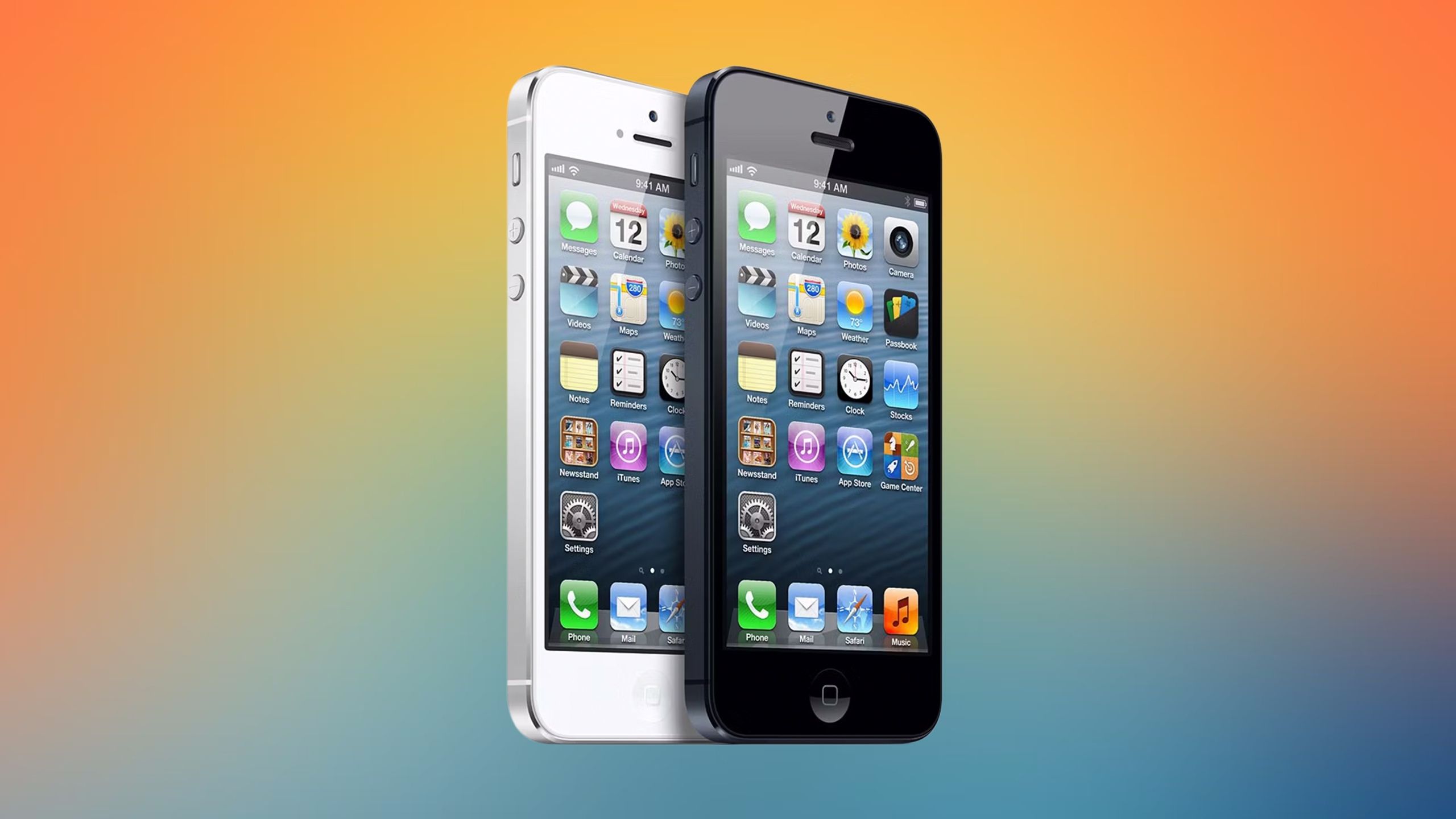 iPhone 5 on colored background