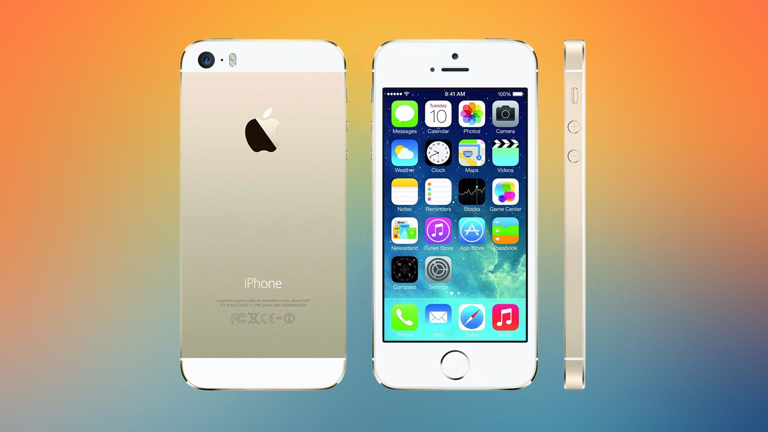 iPhone 5s on colored background