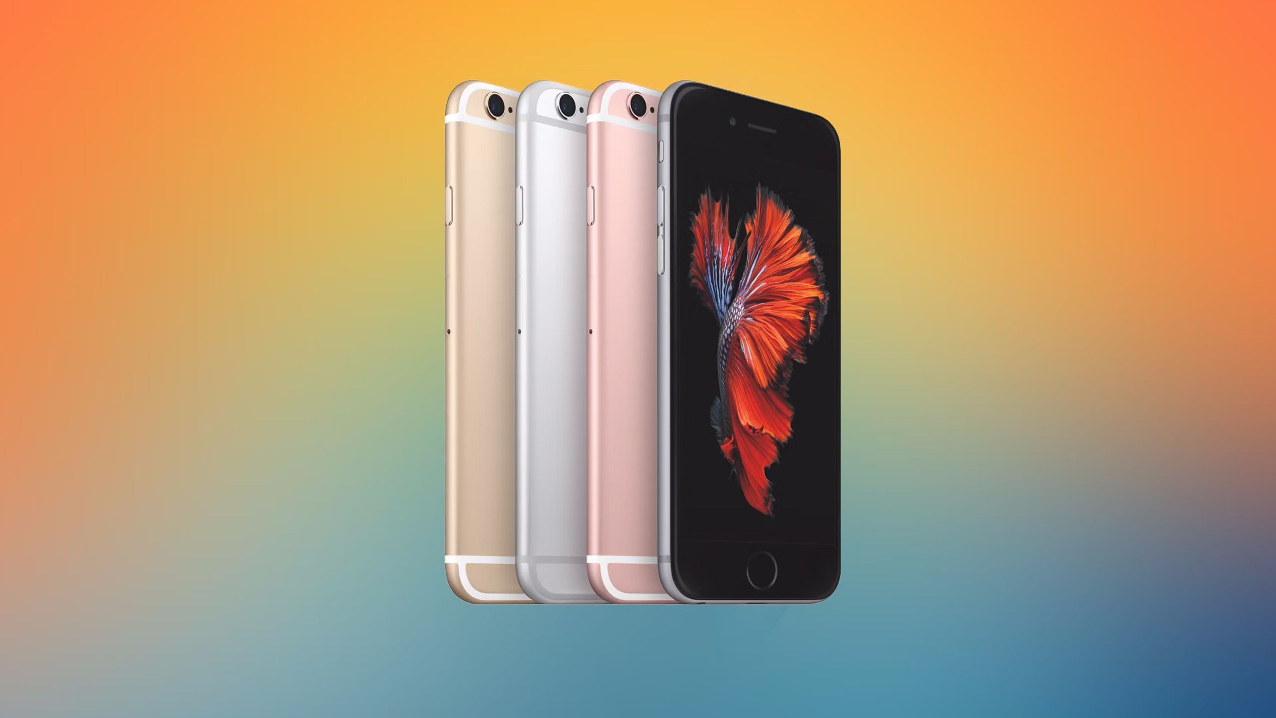 iPhone 6S on colored background