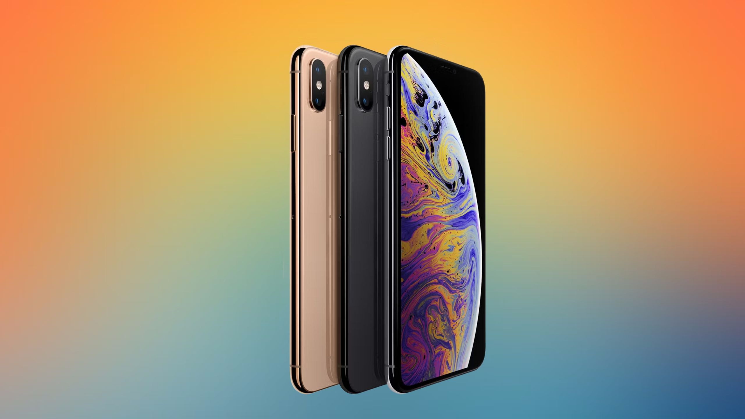 iPhone XS on colored background