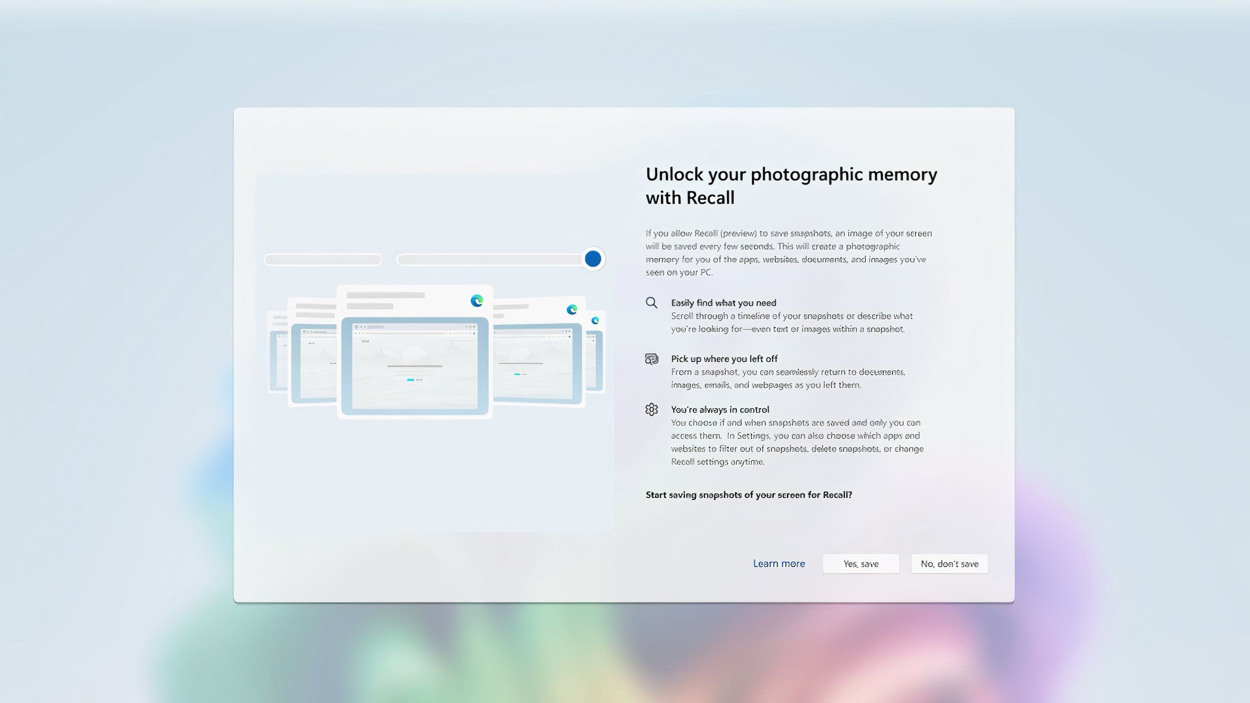 Microsoft Windows 11 Copilot+ PC Recall feature