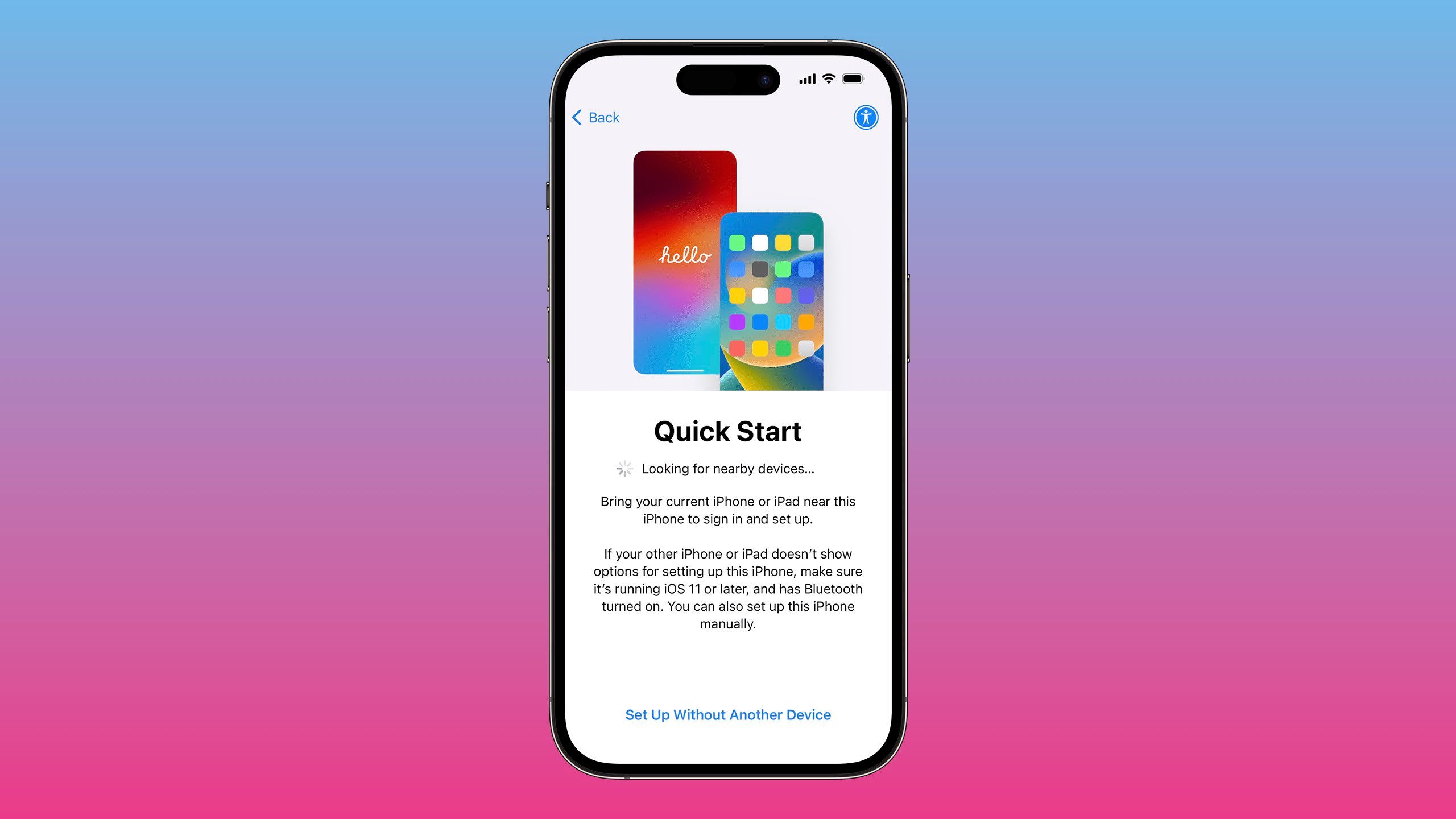 iOS Quick Start screen