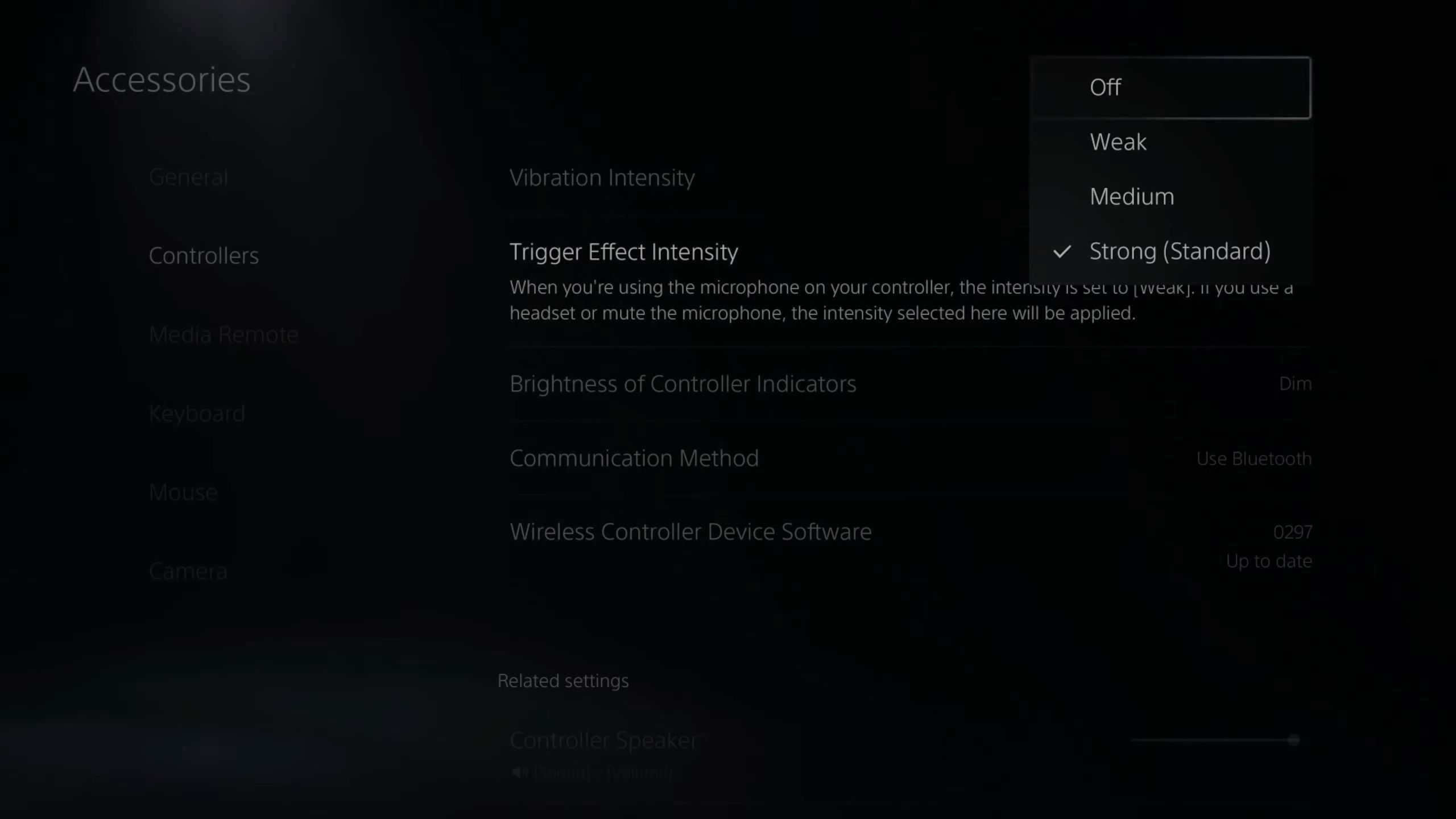 The PS5 settings menu.