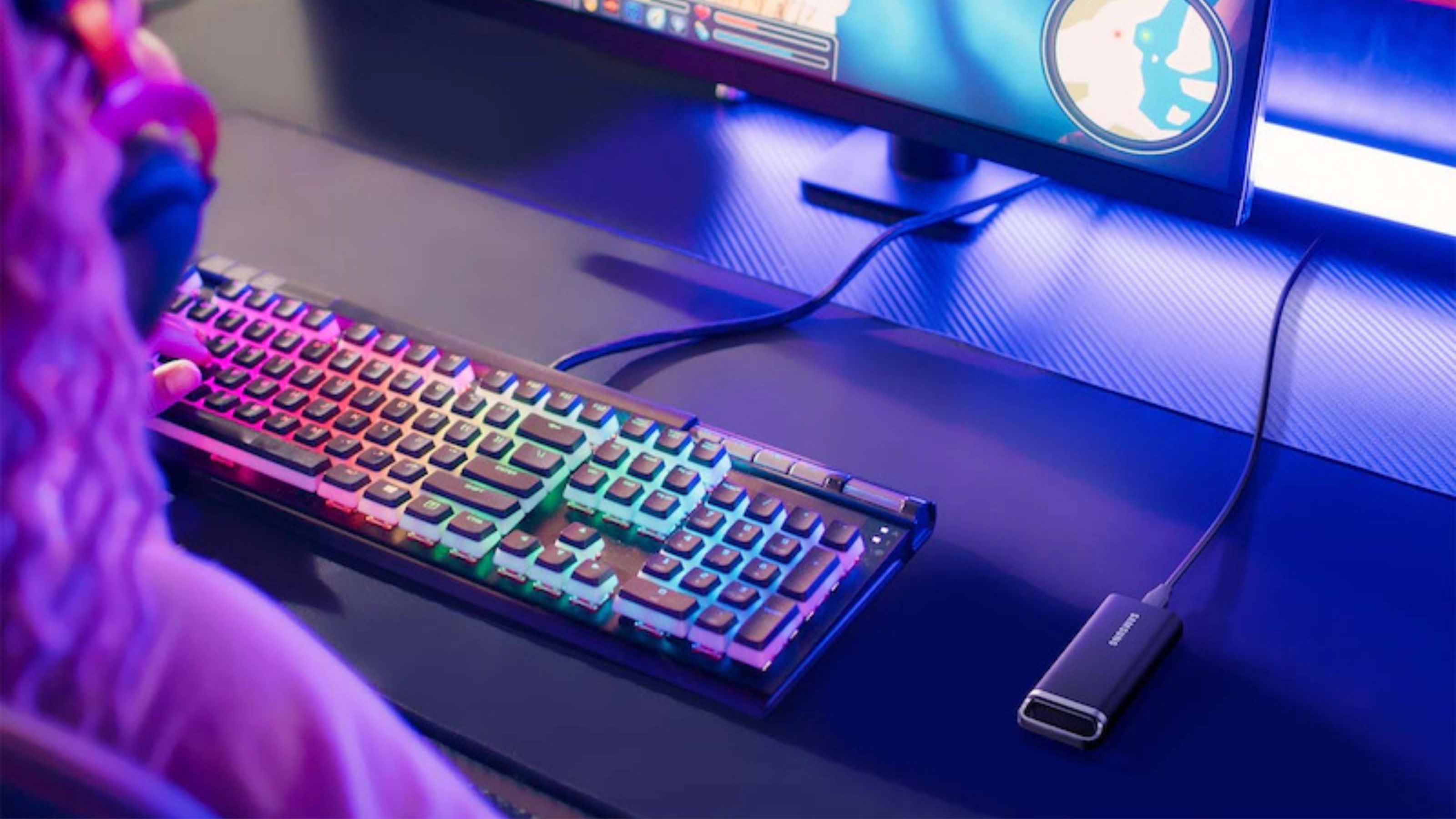 T5 EVO and a rainbow keyboard. 