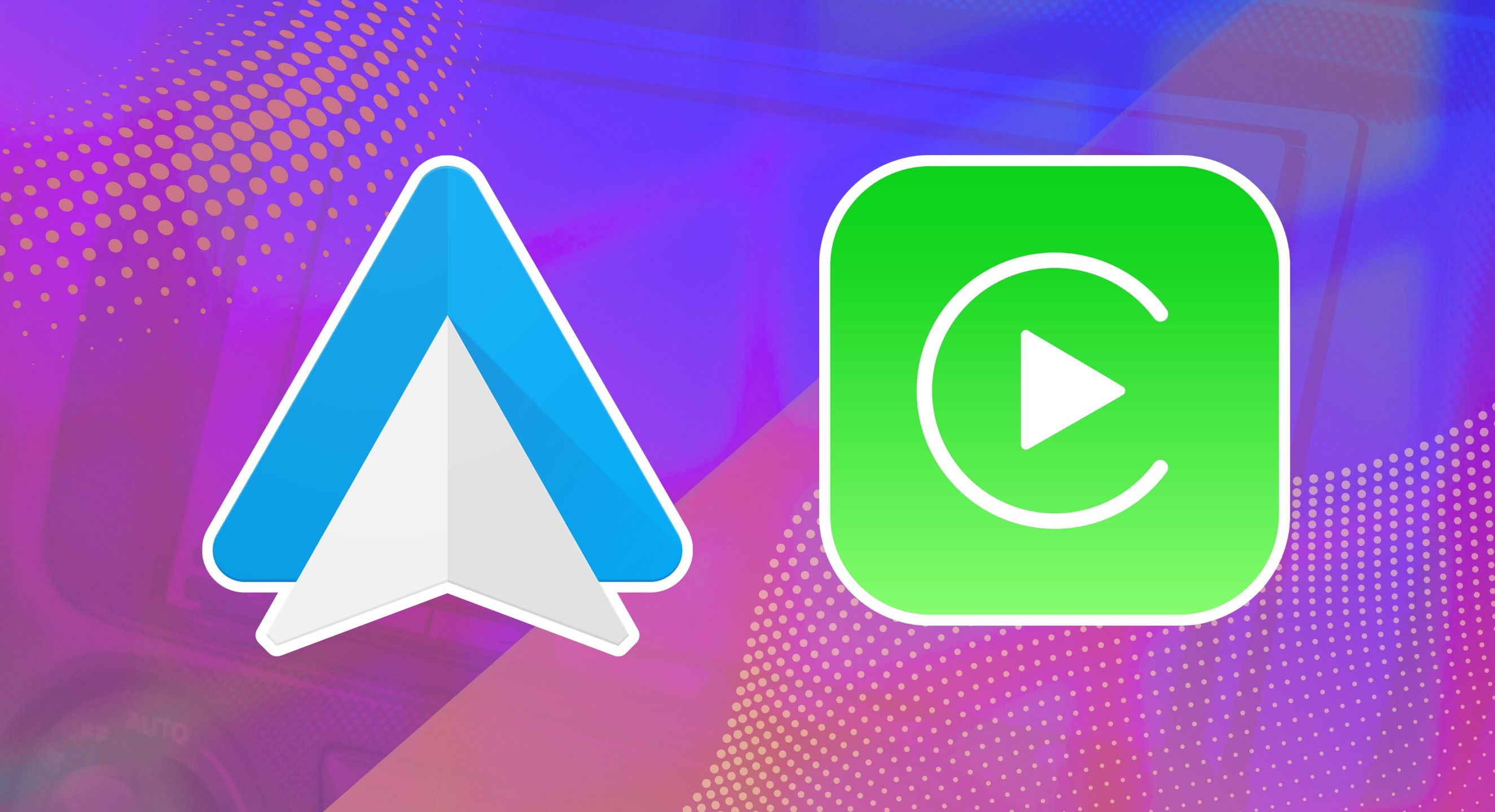 Android Auto and Carplay icon logos side by side. 