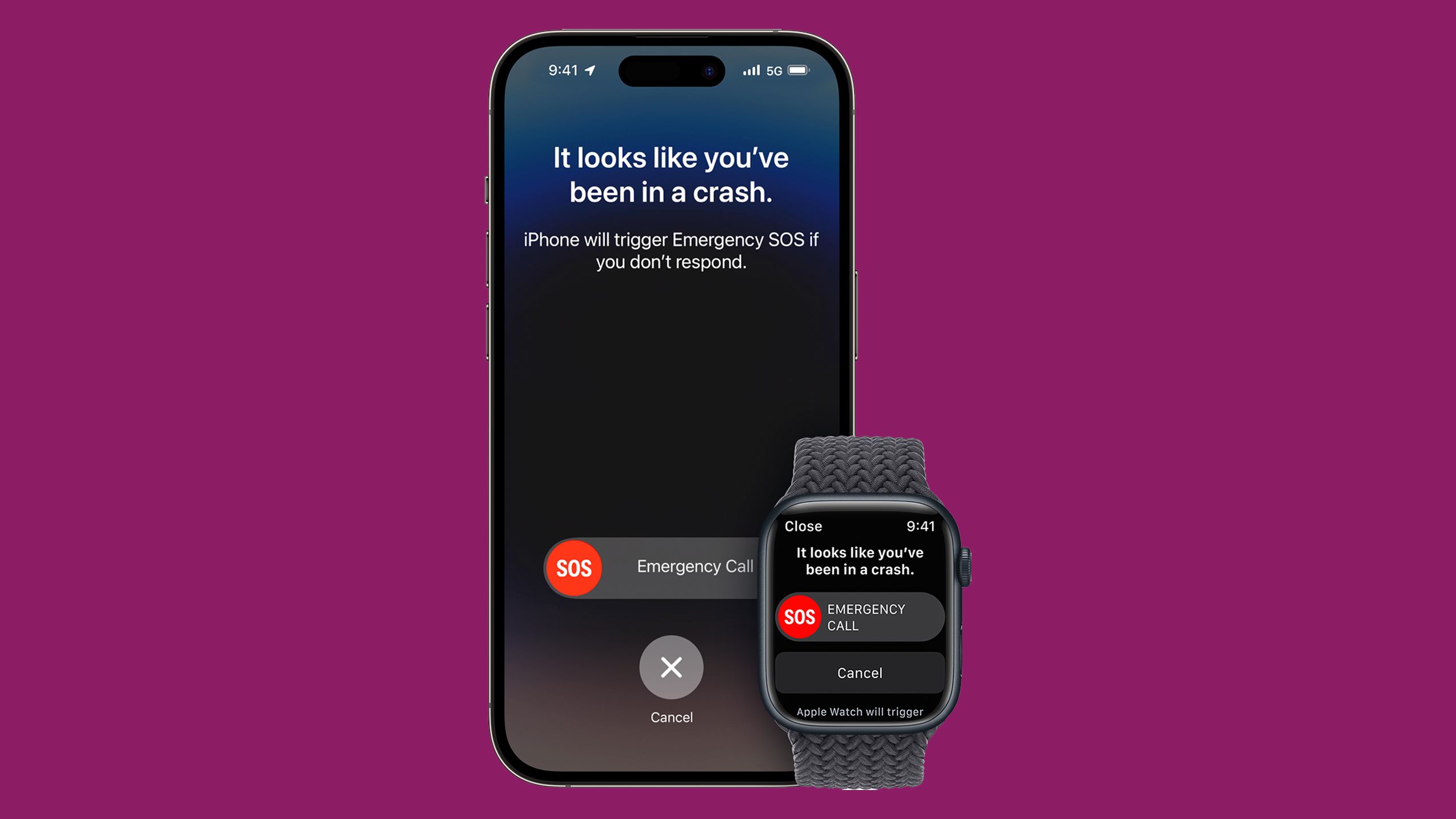 Crash Detection on an iPhone and Apple Watch.