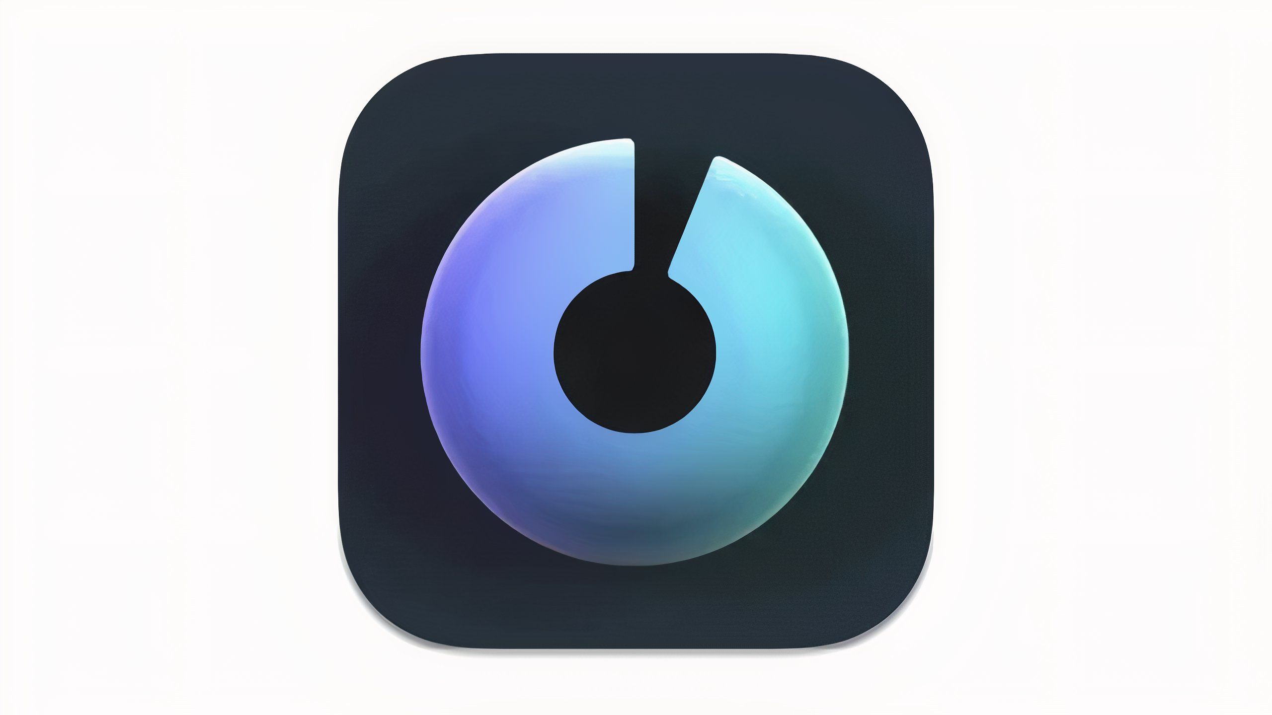 A black app icon with a blue incomplete circle in the center.