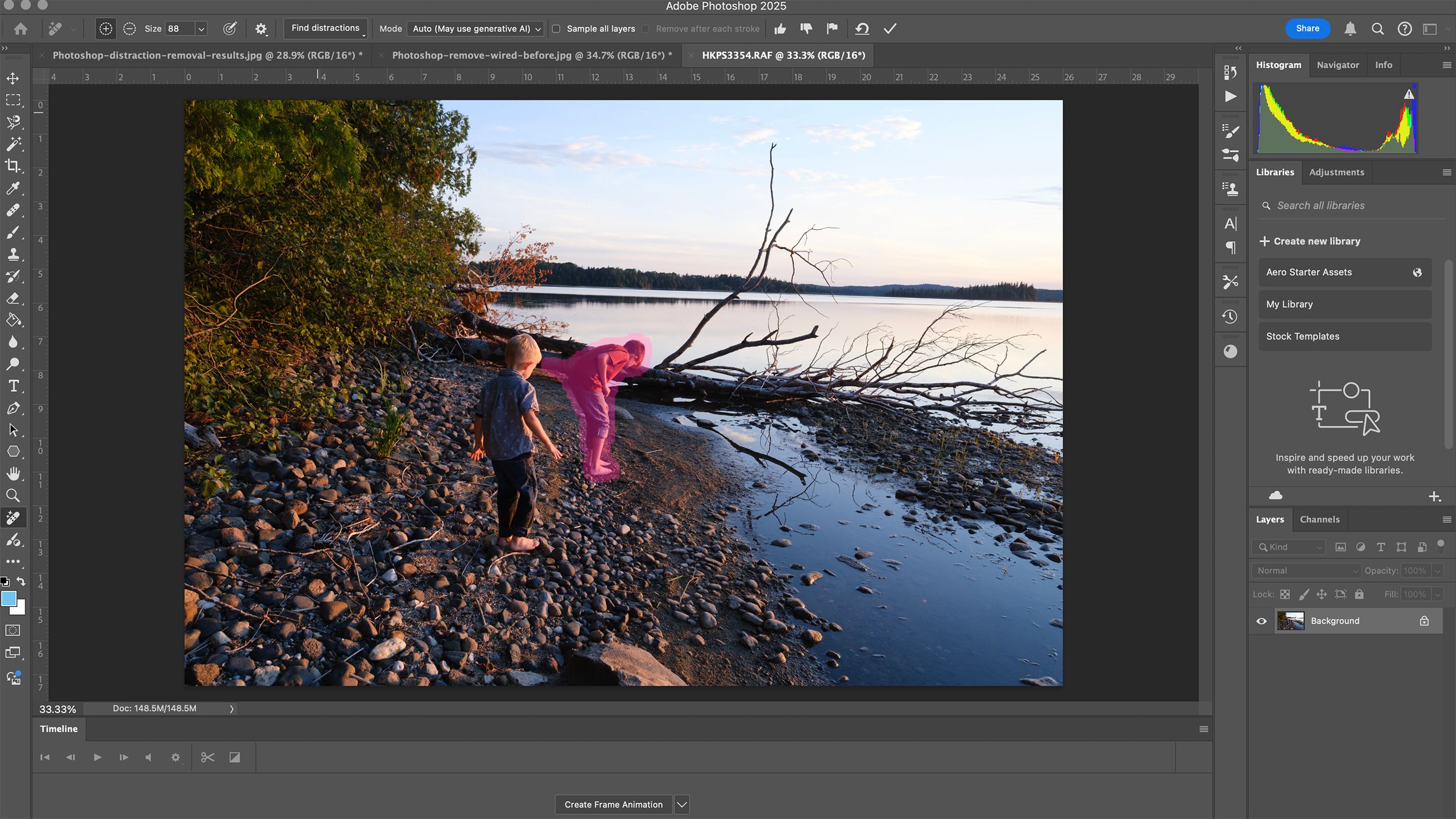 Screenshot of Photoshop's distraction removal tool