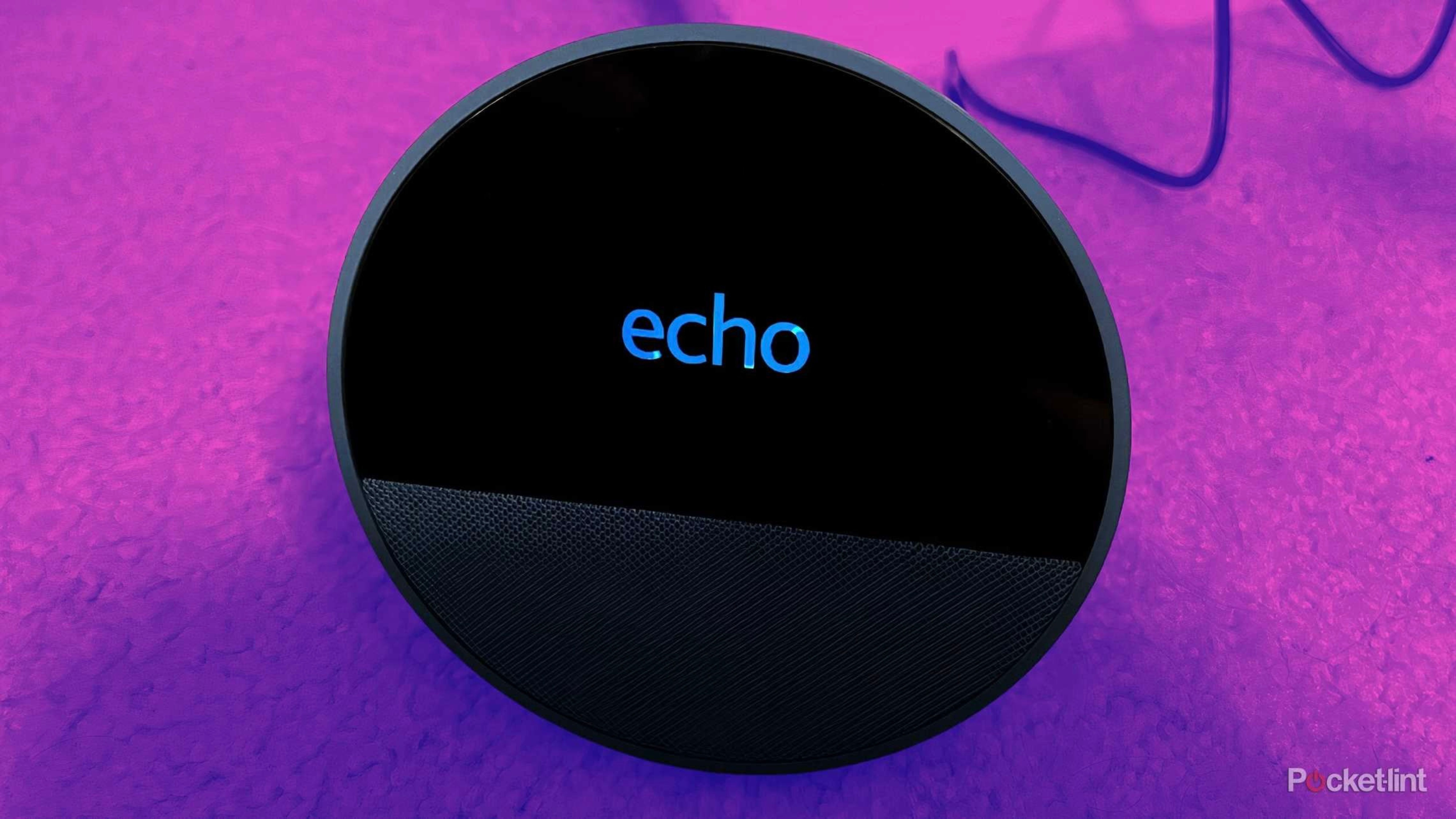 Amazon Echo Pop on colored background. 