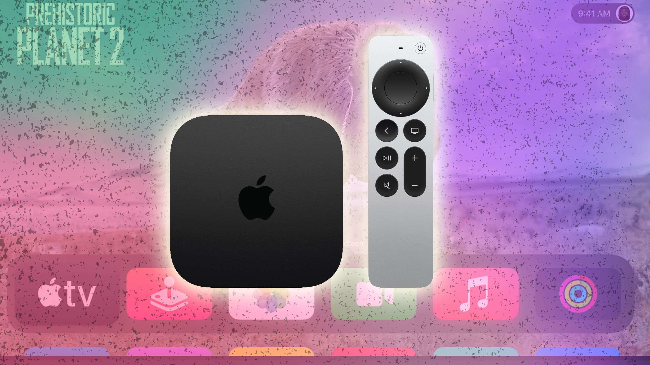 A fourth generation Apple TV 4K with its remote. 