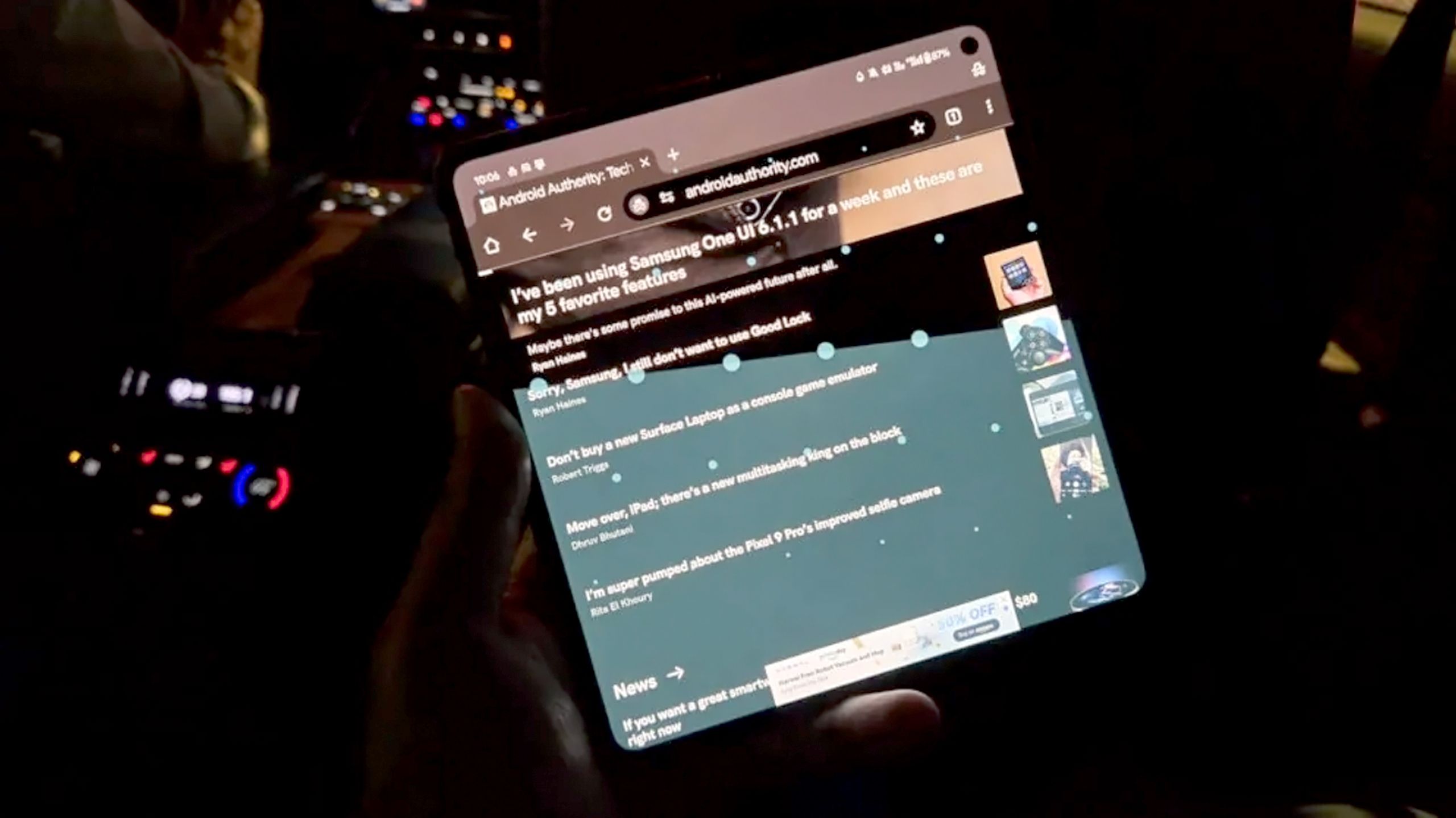 Android Motion Cues on an foldable phone.