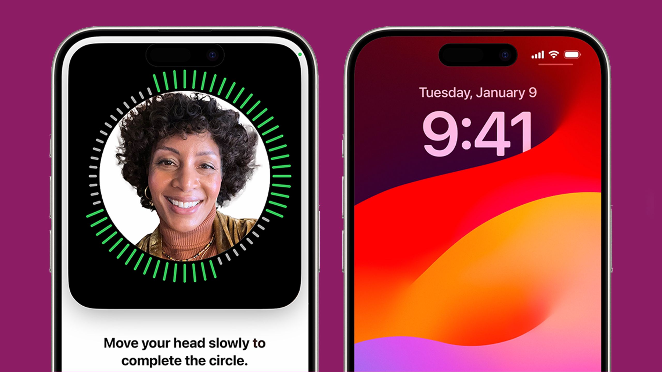 Face ID setup on an iPhone 15 Pro.