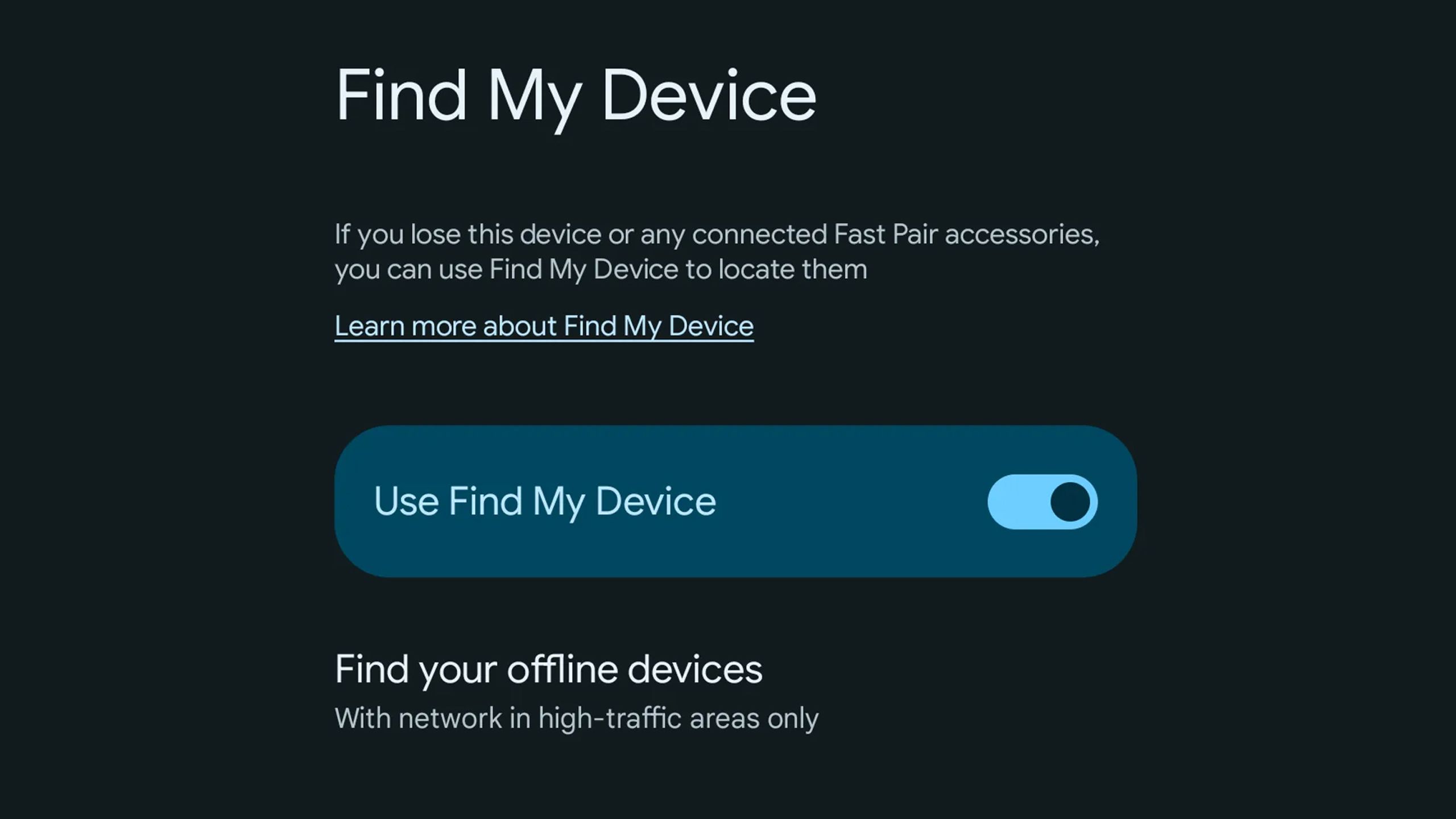 Toggling Find My Device tracking in Android.