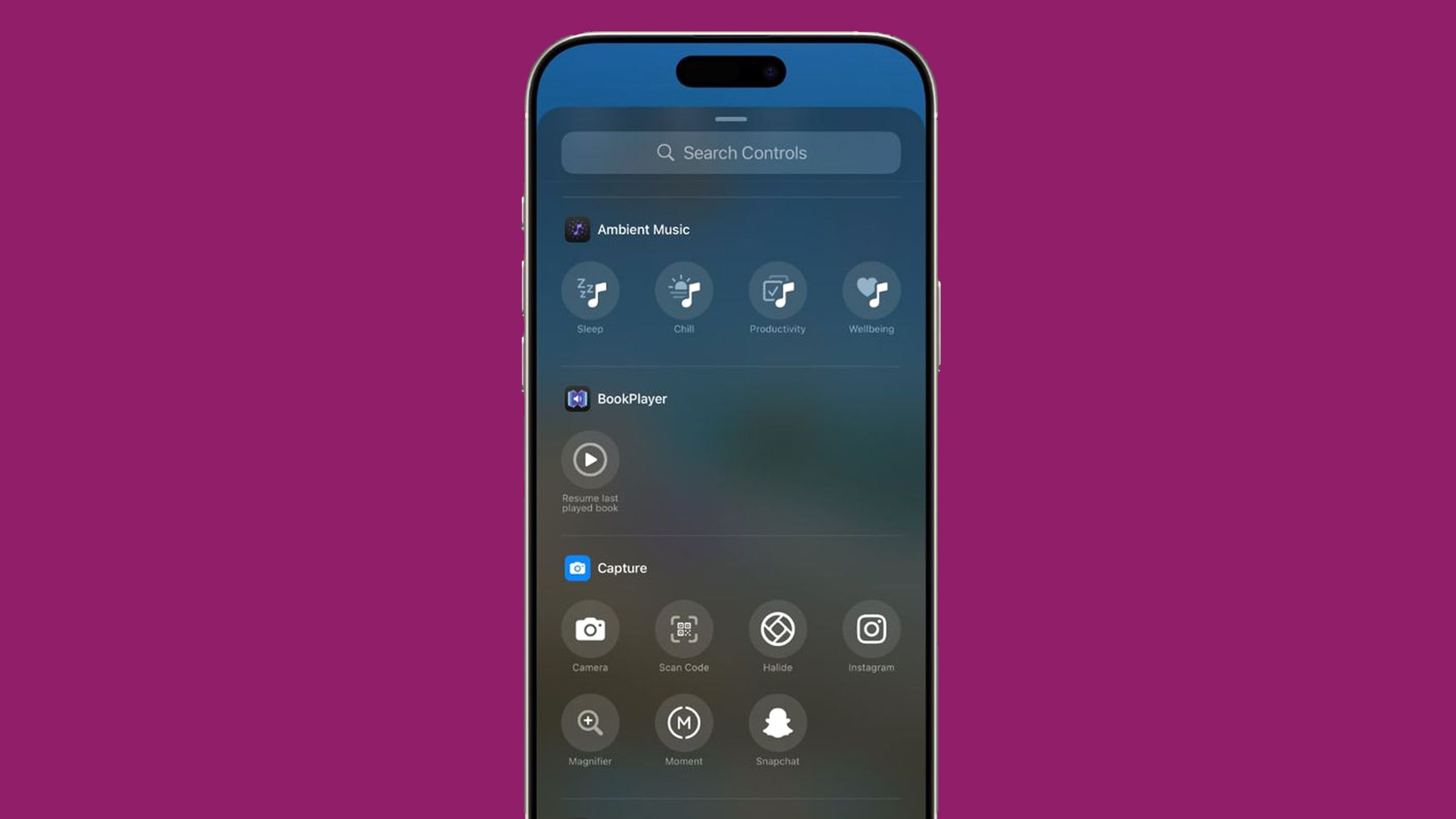 Ambient Music shortcuts in the iOS 18 Control Center's Edit menu.