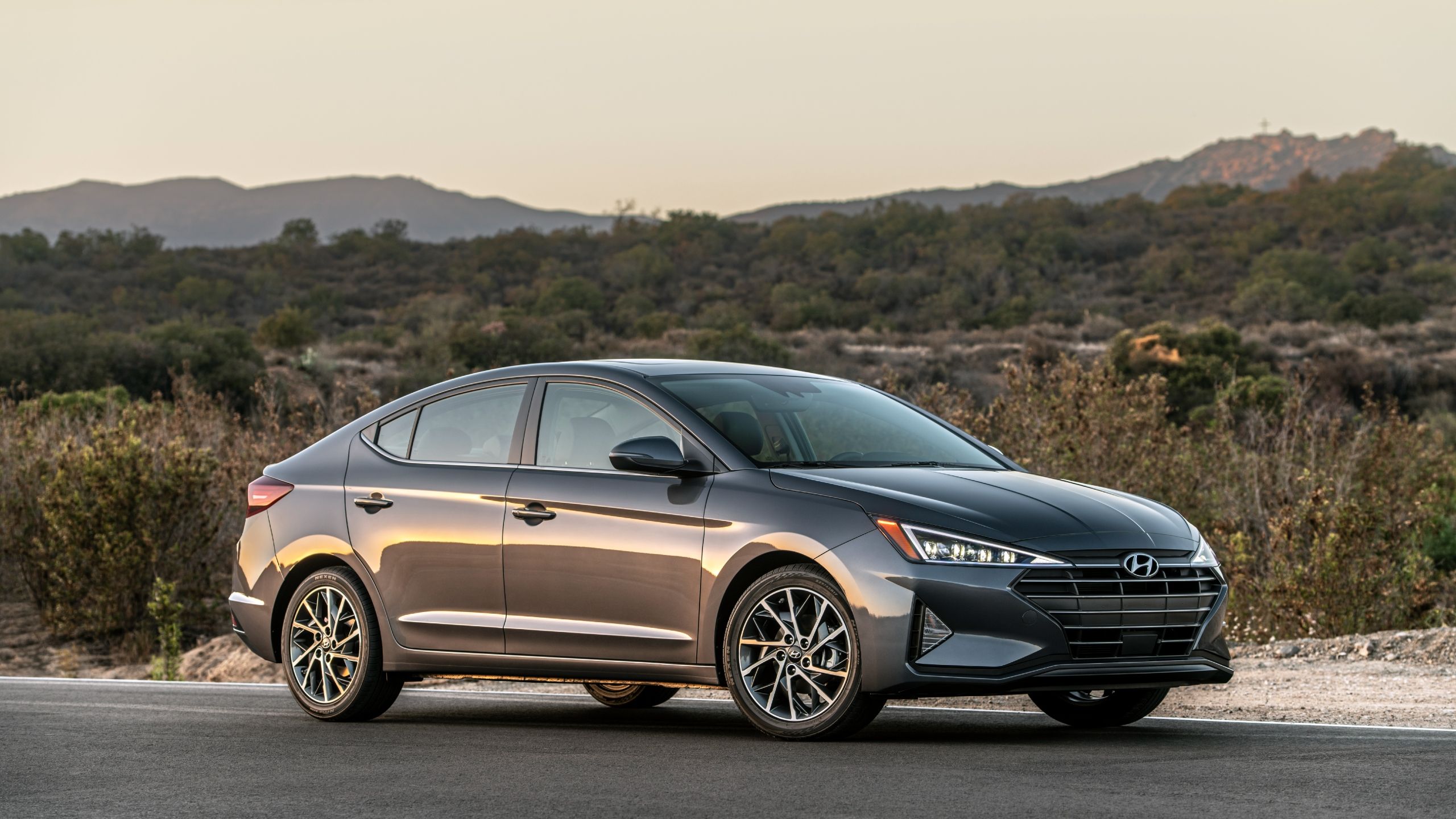 Front quarter view of the 2019 Hyundai Elantra Sport, parked