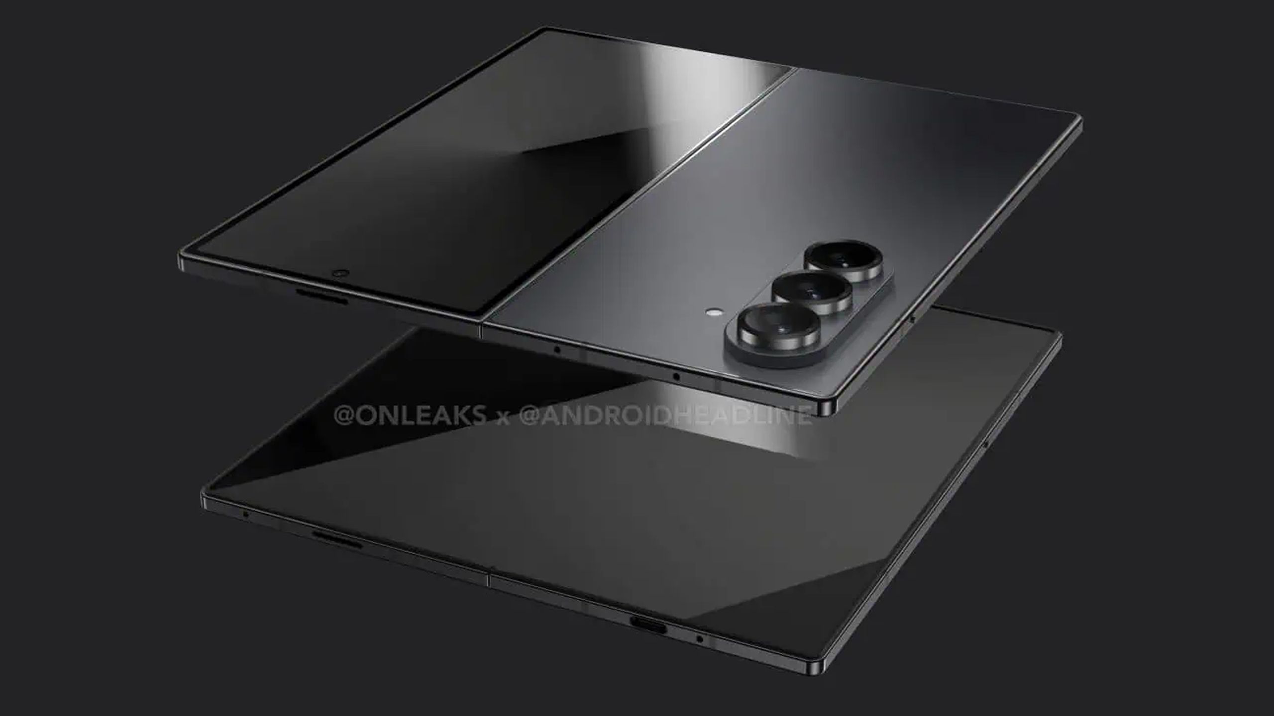 Render of the Galaxy Z Fold 7 based on leaked CAD.