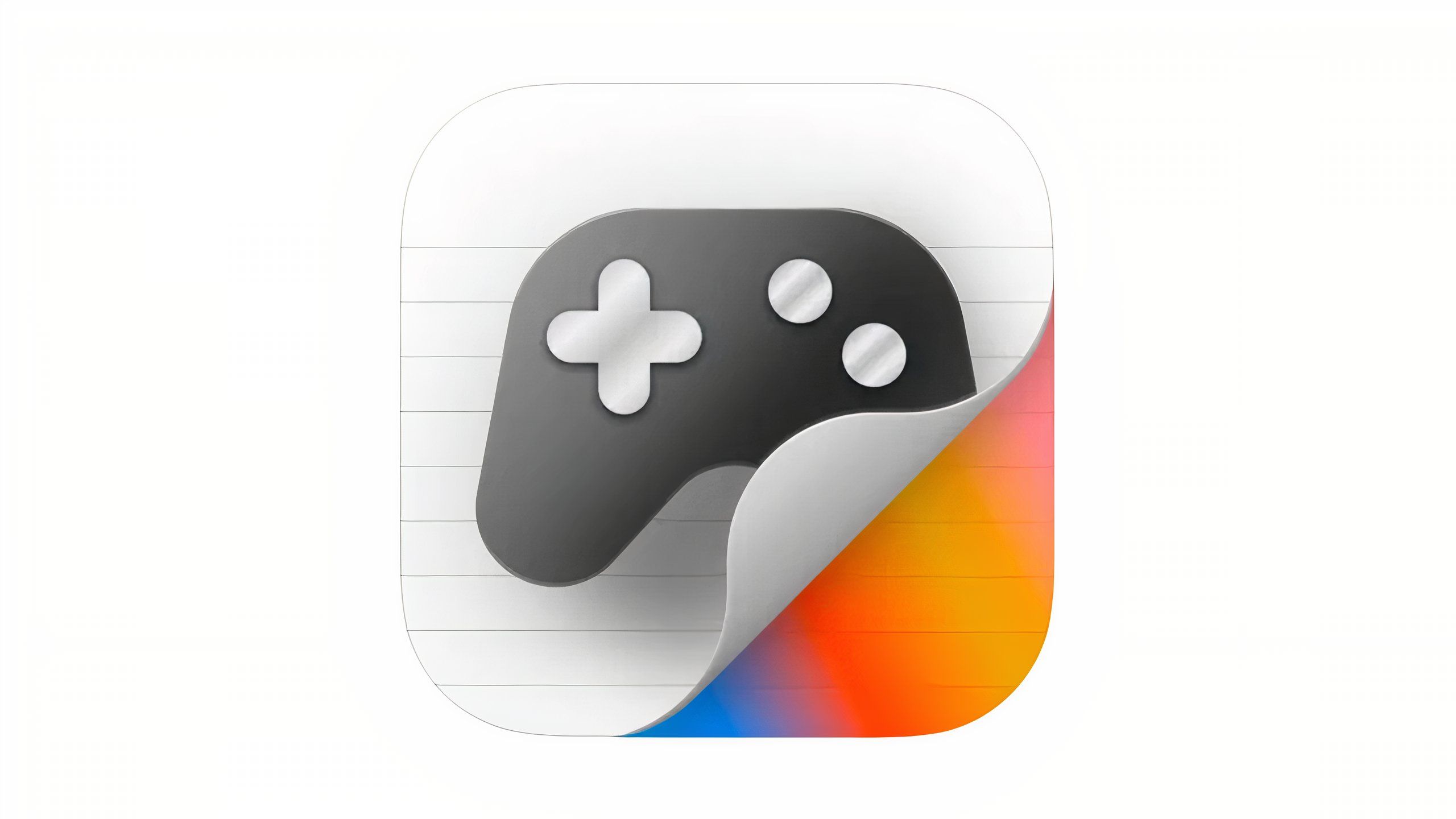 An app icon with a game controller on it that's peeling up in one corner.