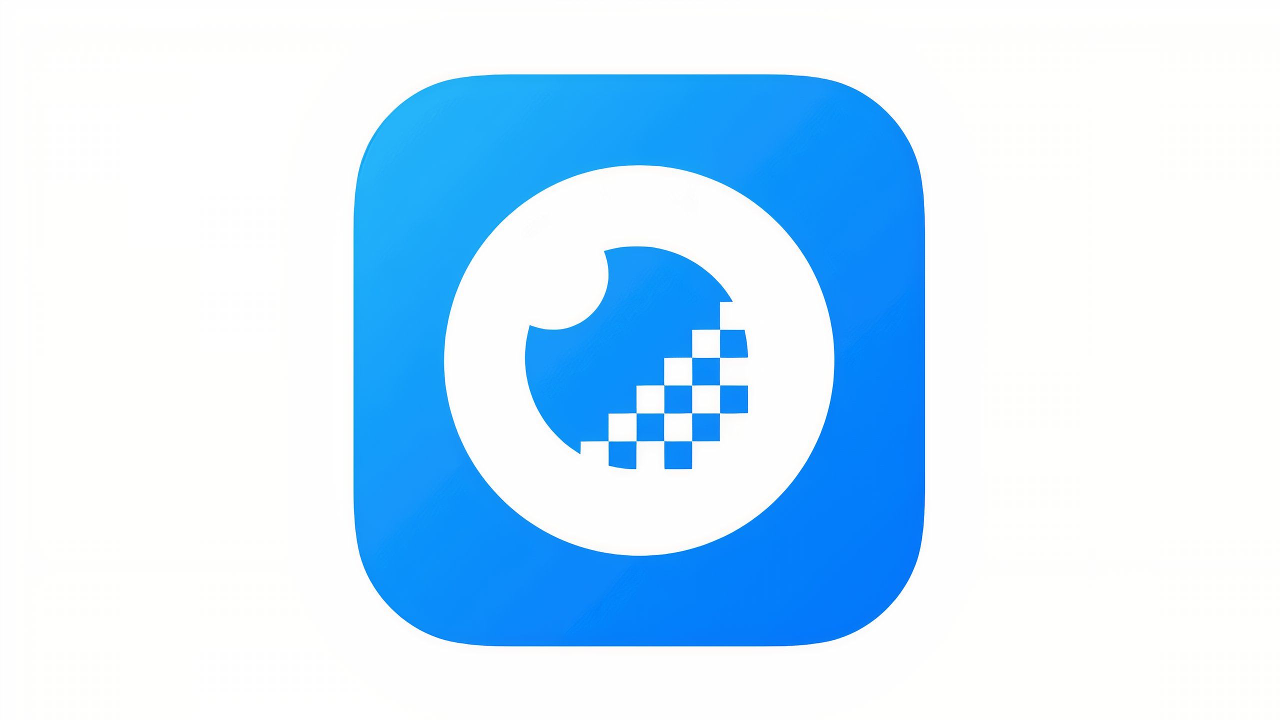 An app icon with a blue eye that's becoming pixelated.
