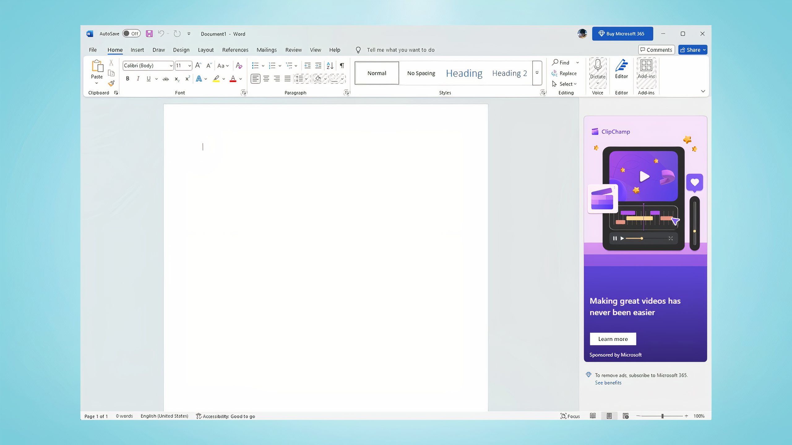 Microsoft Office free tier with ads screenshot from Beebom