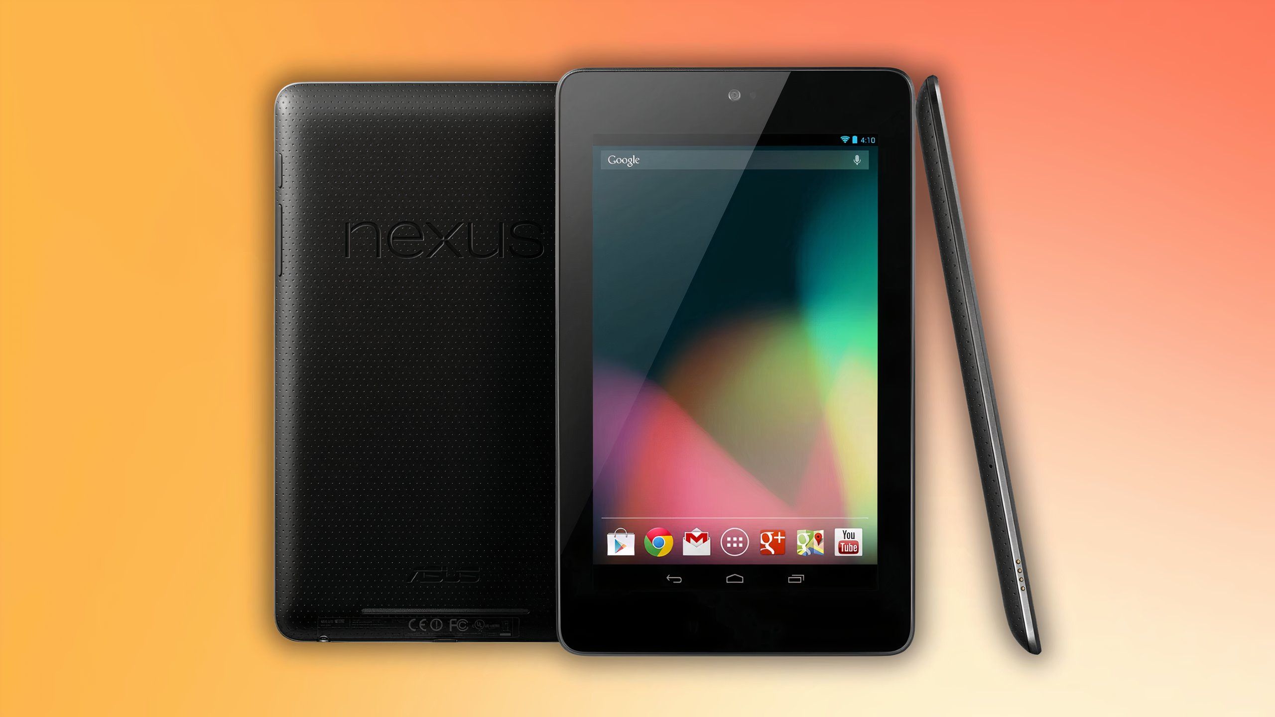 Nexus 7 2012 render on orange backdrop