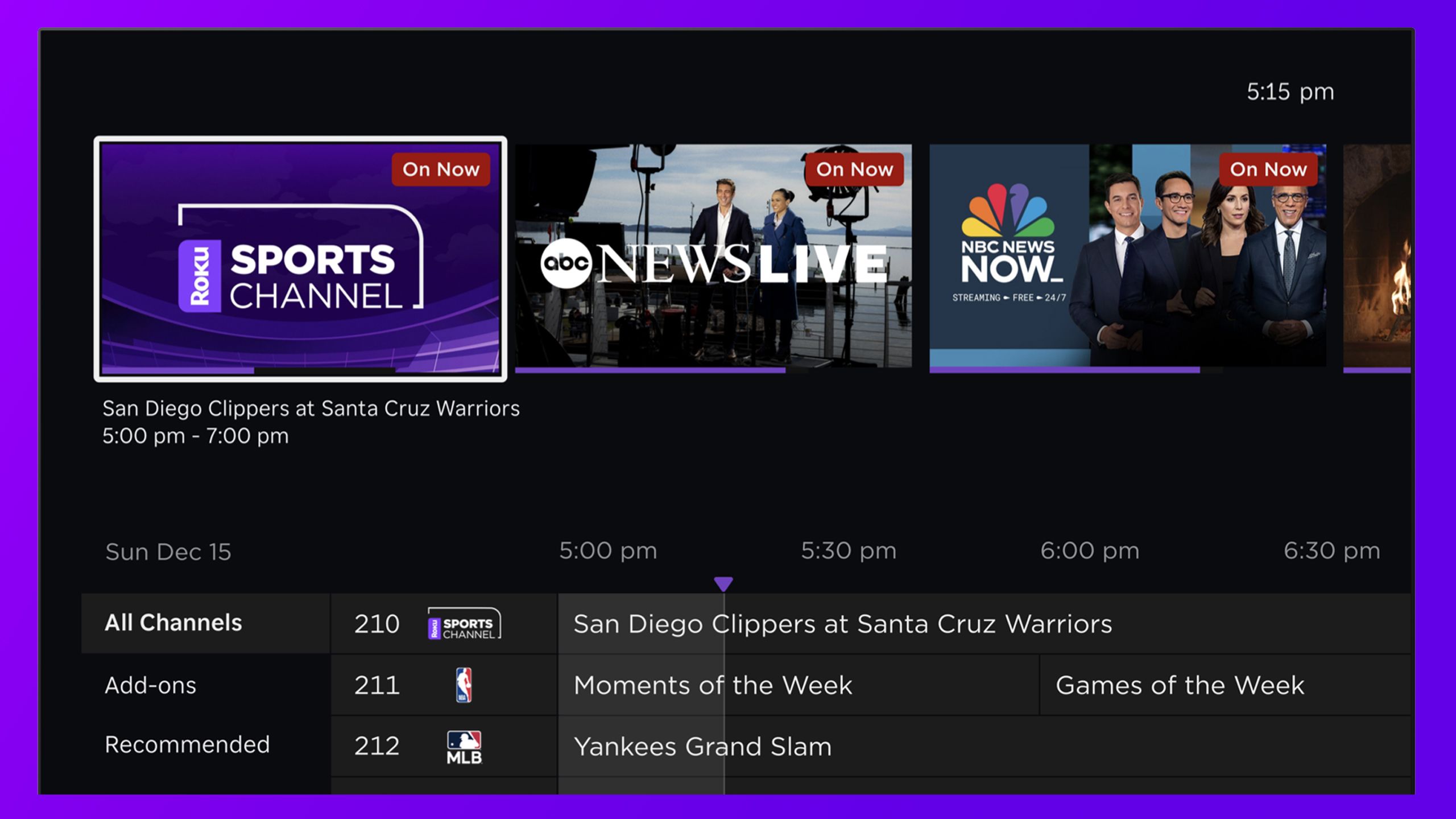 Personalized live channels on Roku