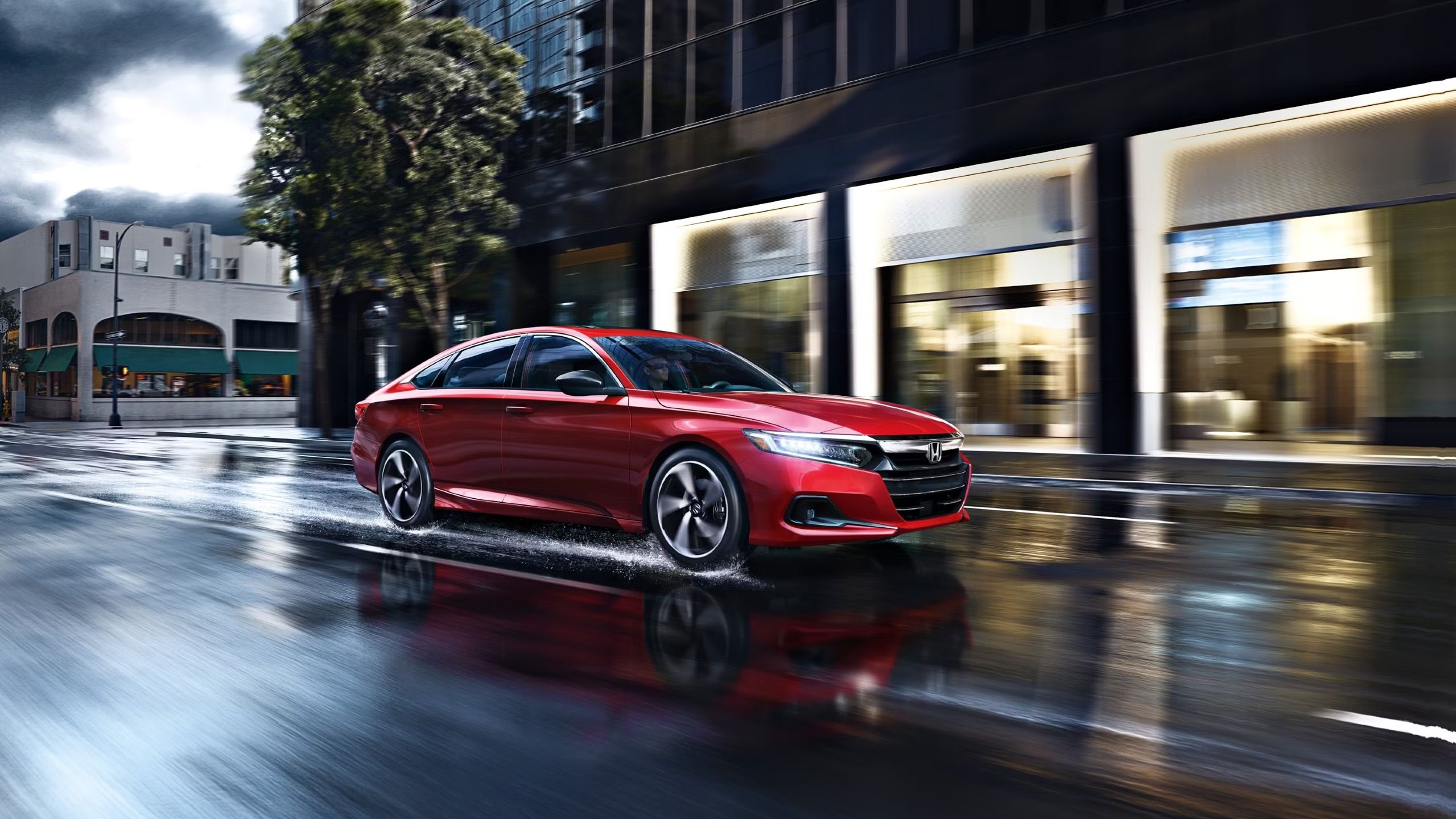 Image of the 2022 Honda Accord driving in rain