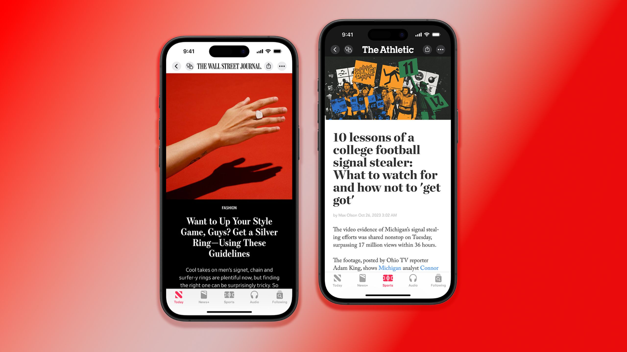 Apple News+ articles on iPhone.