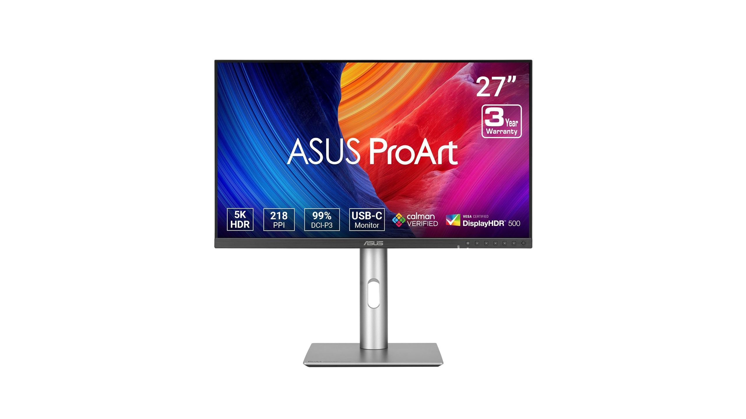 ASUS ProArt Display 27-inch 5K HDR Professional Monitor on a white background.