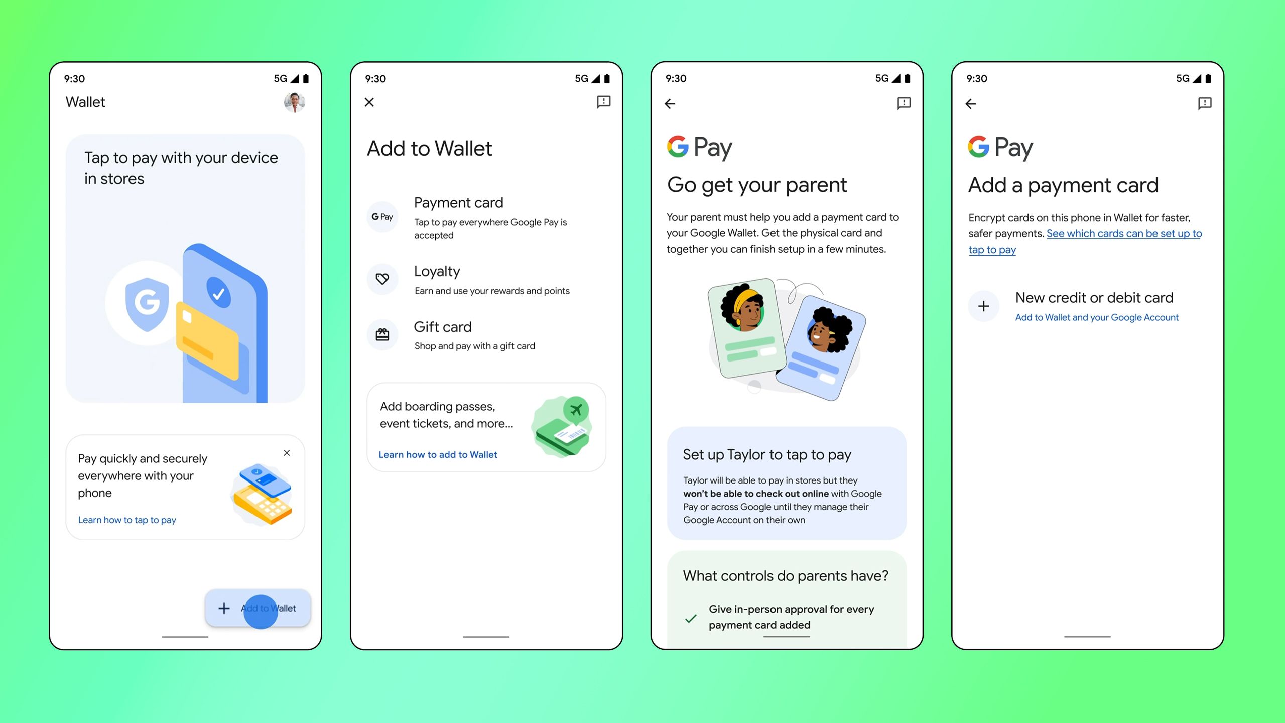 Google Wallet for kids setup process.