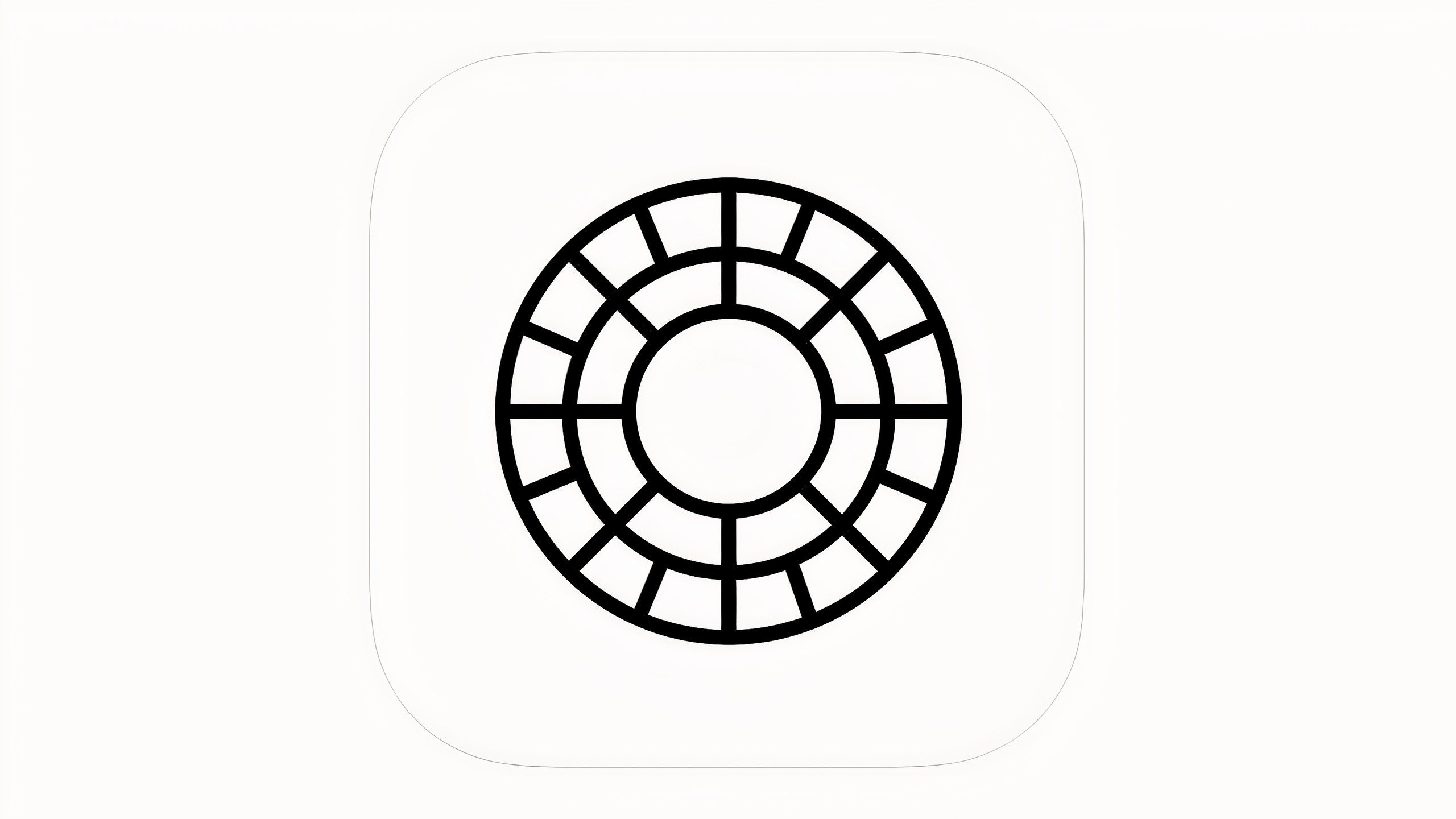 A black and white app icon with a black tiled circle.