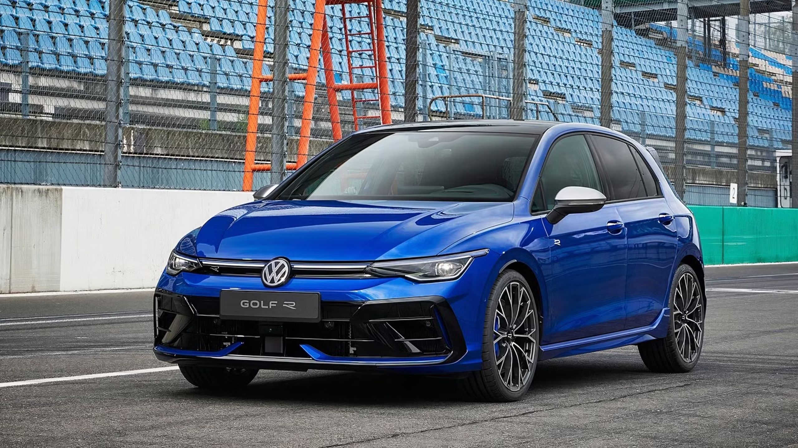 Front quarter view of the 2025 Volkswagen Golf R, parked