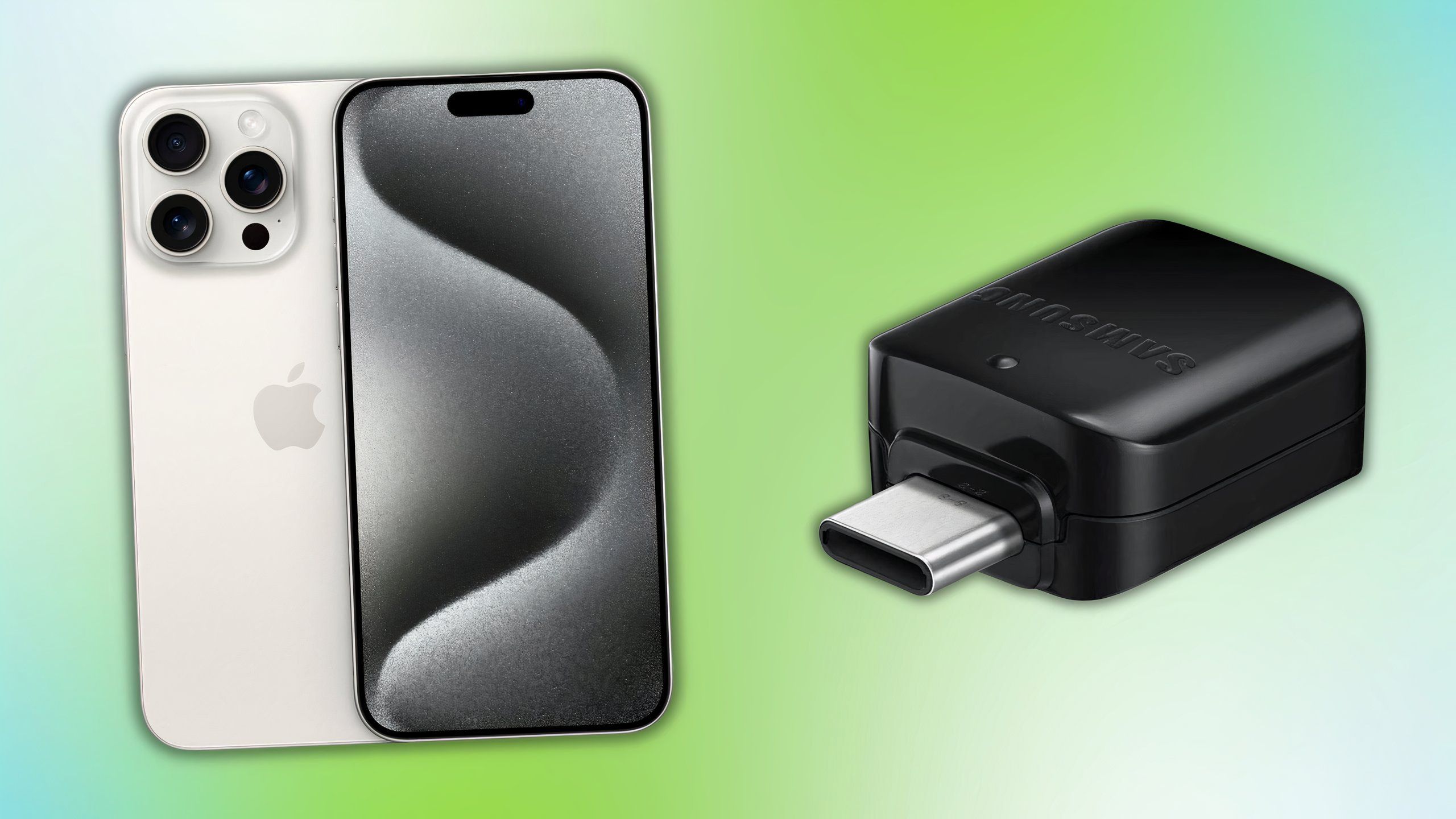 Apple iPhone 15 Pro and Samsung USB adapter header image