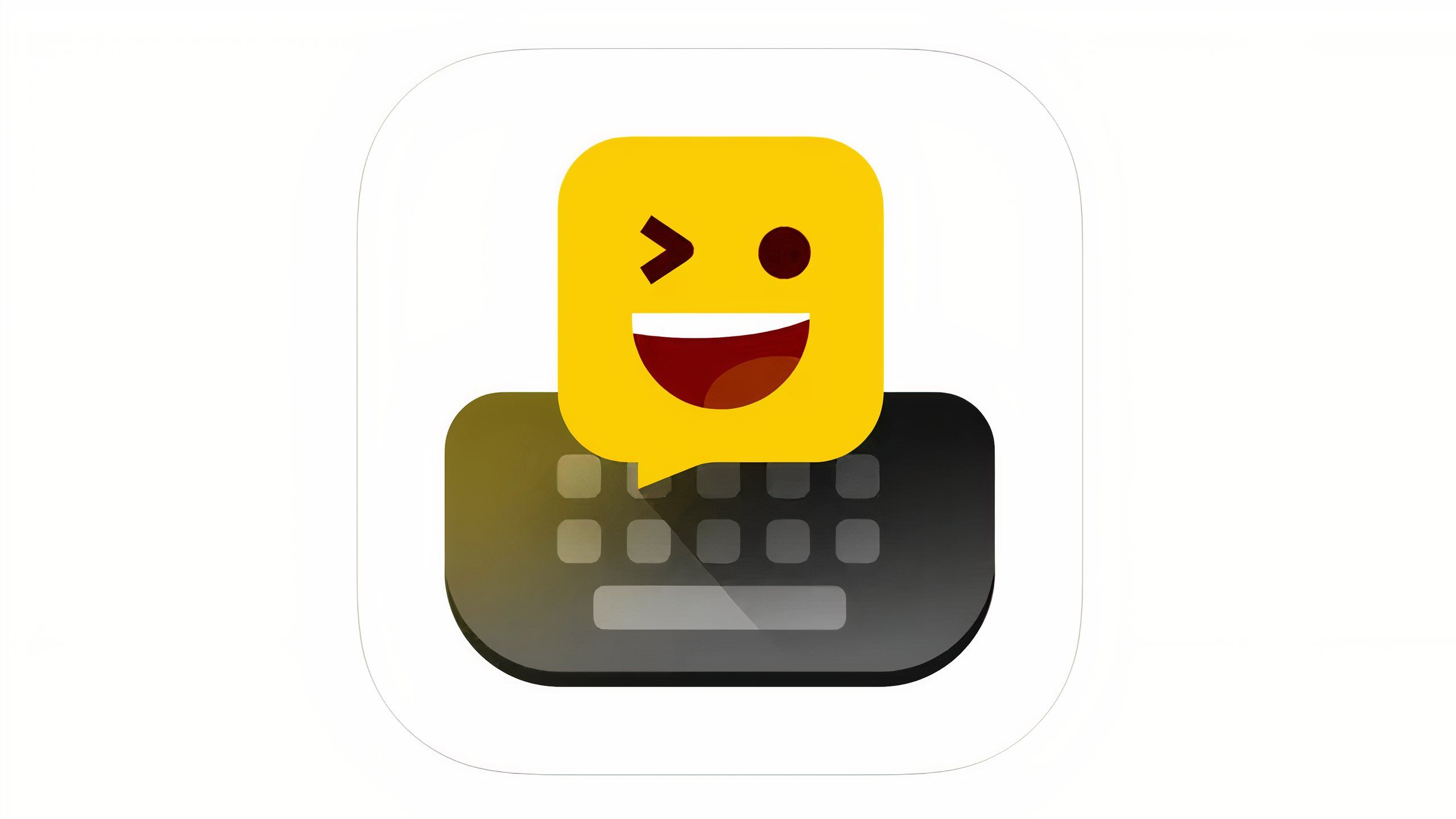 An app icon showing a green keyboard with yellow emoji floating over it.