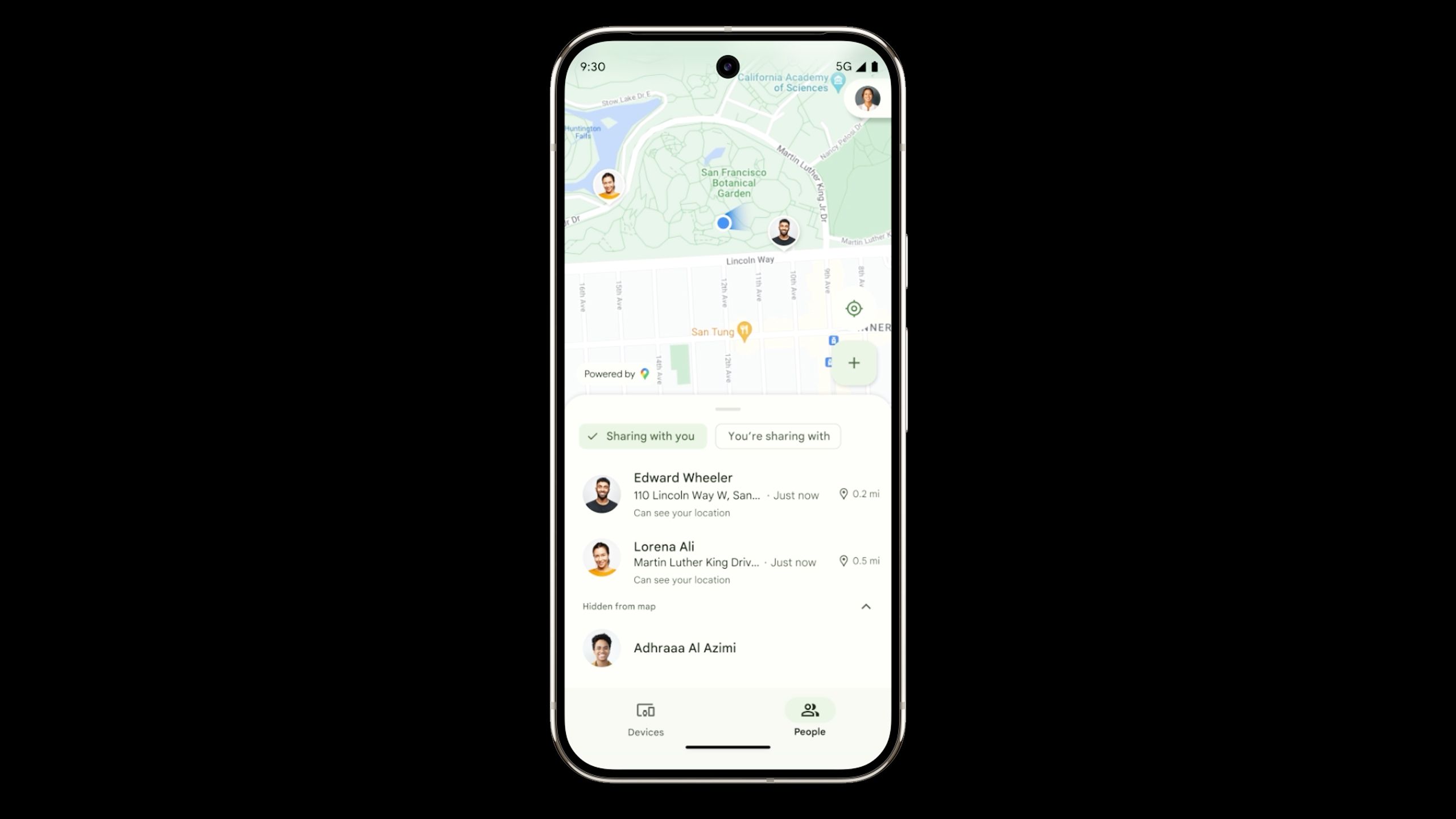 Sharing personal location via Android 16's Find Hub.