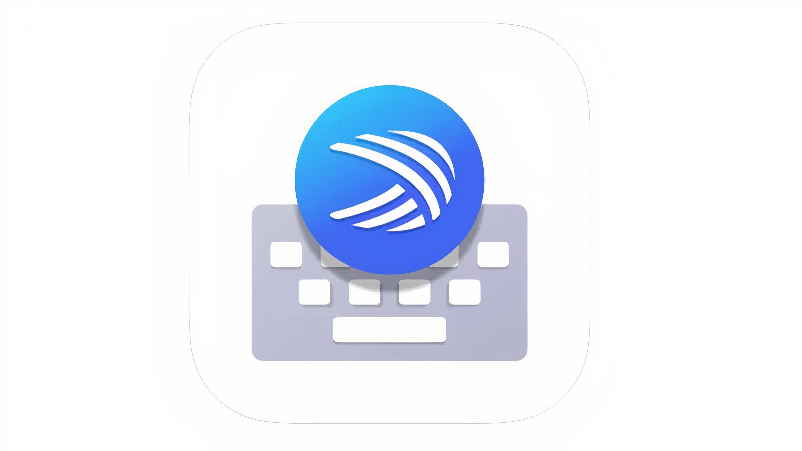An app icon featuring a keyboard with a blue orb with white lines in it floating above it.