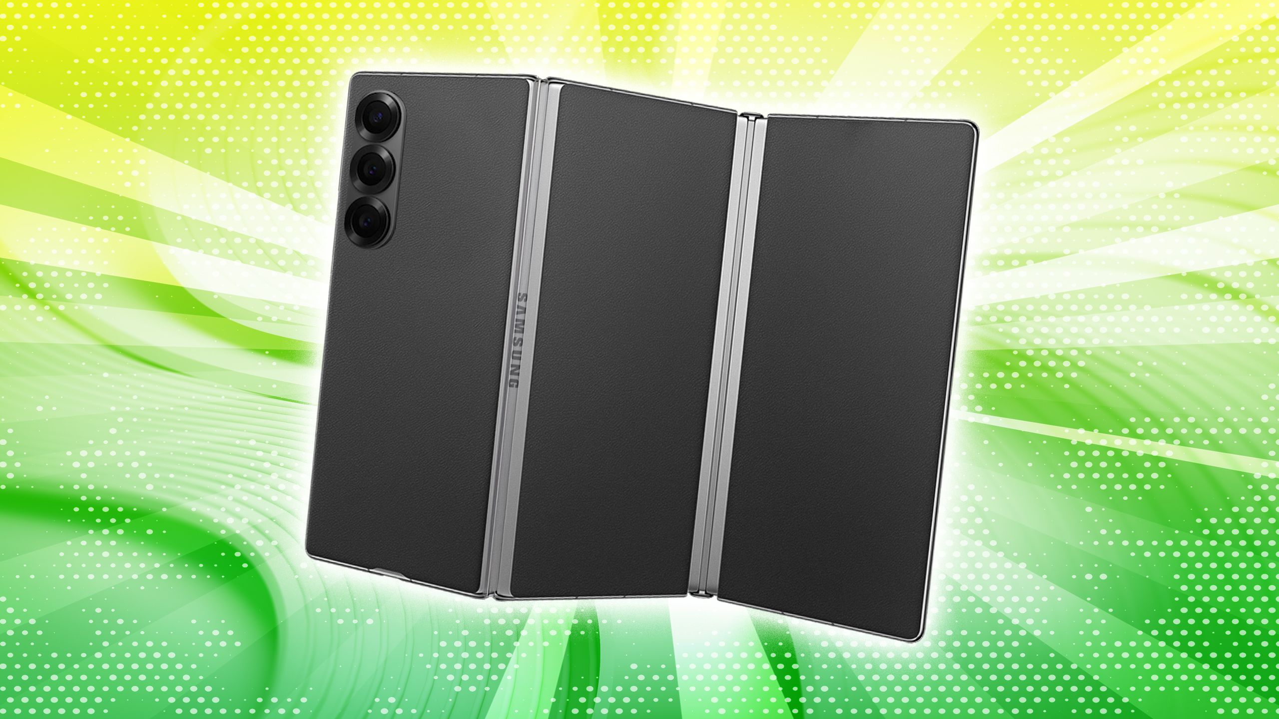 A tri-fold phone. 