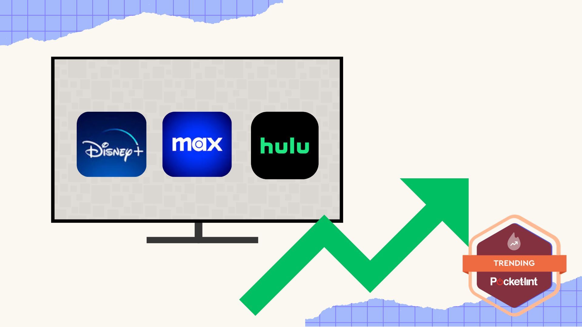 Several streaming apps on a TV screen
