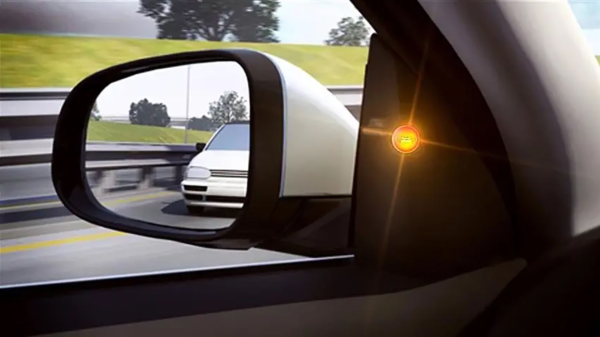 Ultra Sonic Blind Spot Detection system mounted in a car. 