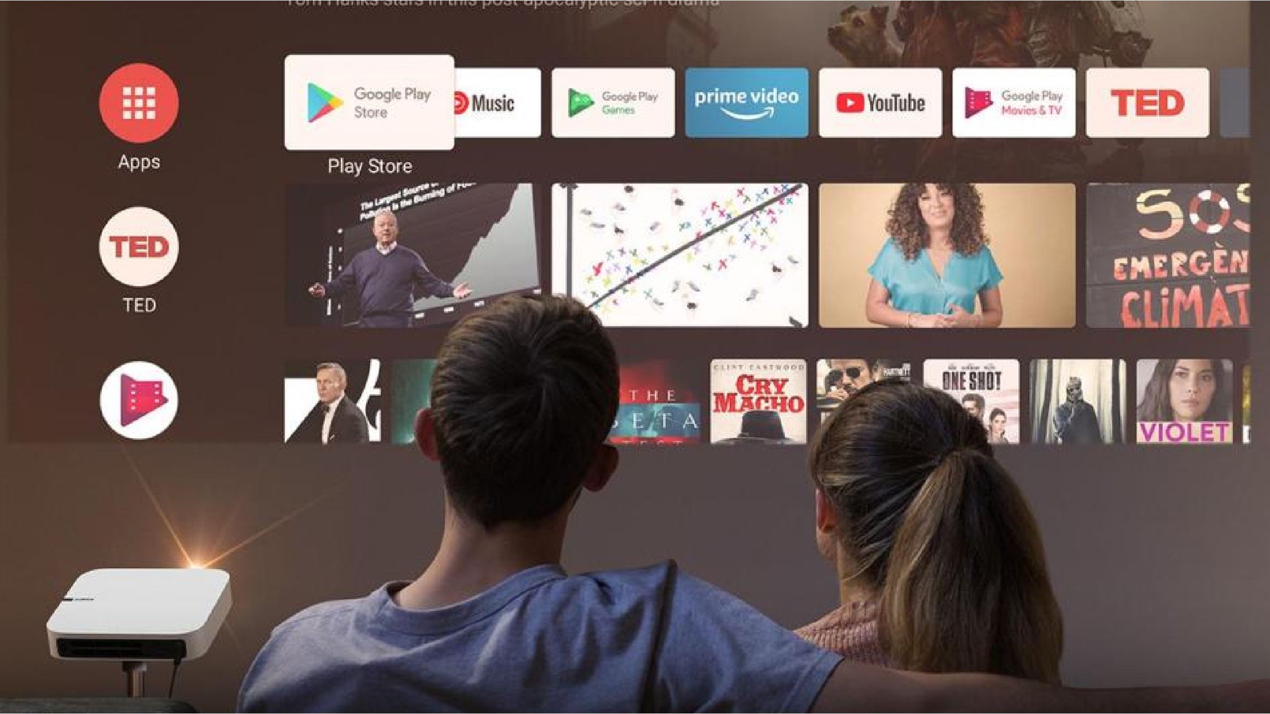 Google Play on a projector. 