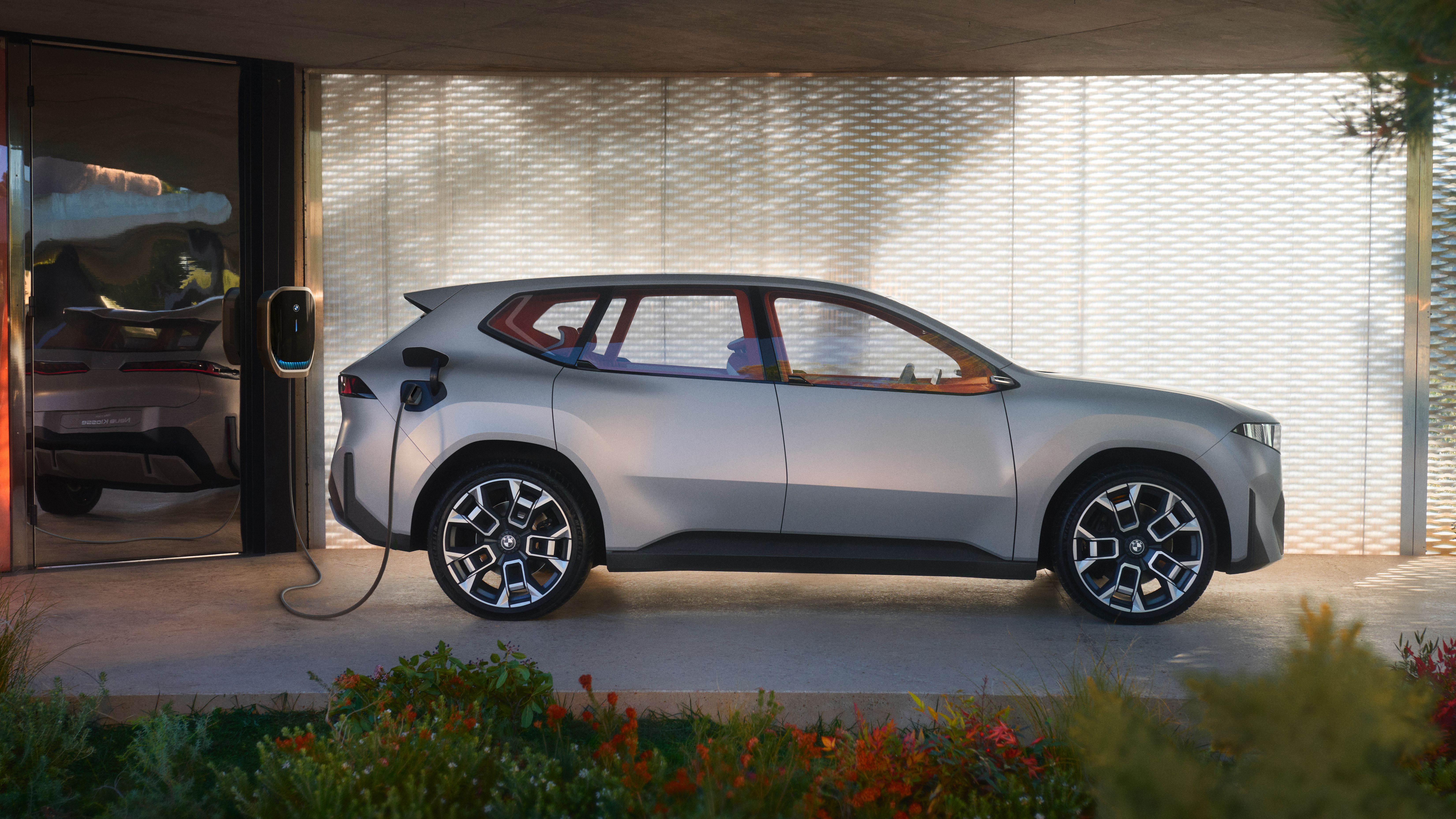 The new BMW Neue Klasse charging at home. 